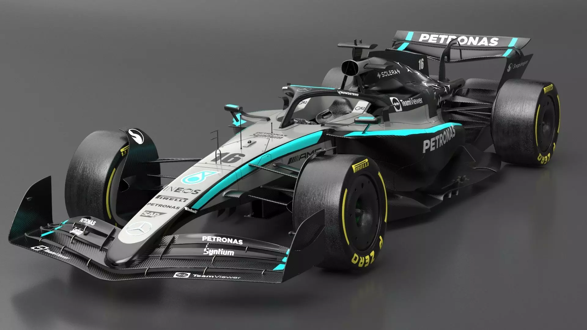 Mercedes F1 W16 2025 Formula 1 car PBR 3D model_3