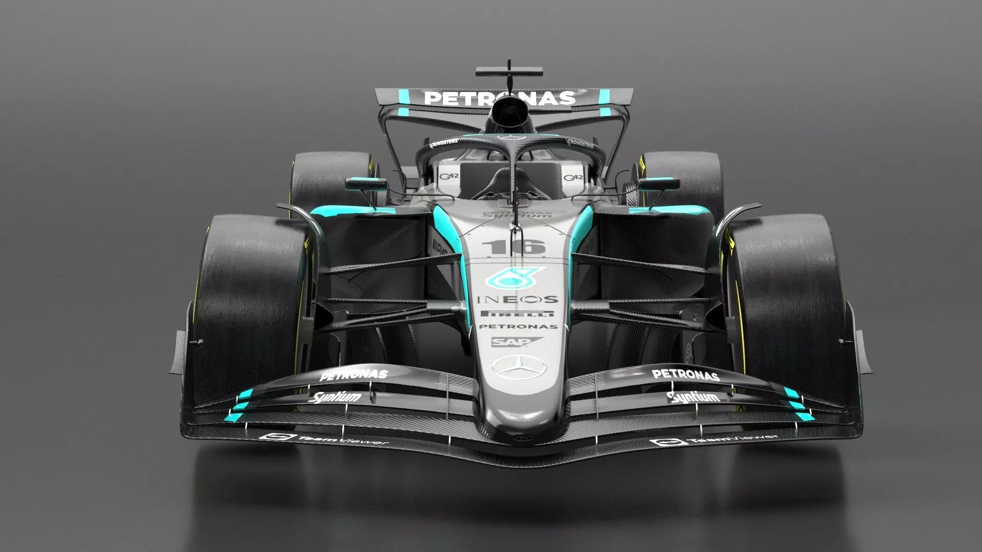 Mercedes F1 W16 2025 Formula 1 car PBR 3D model_4