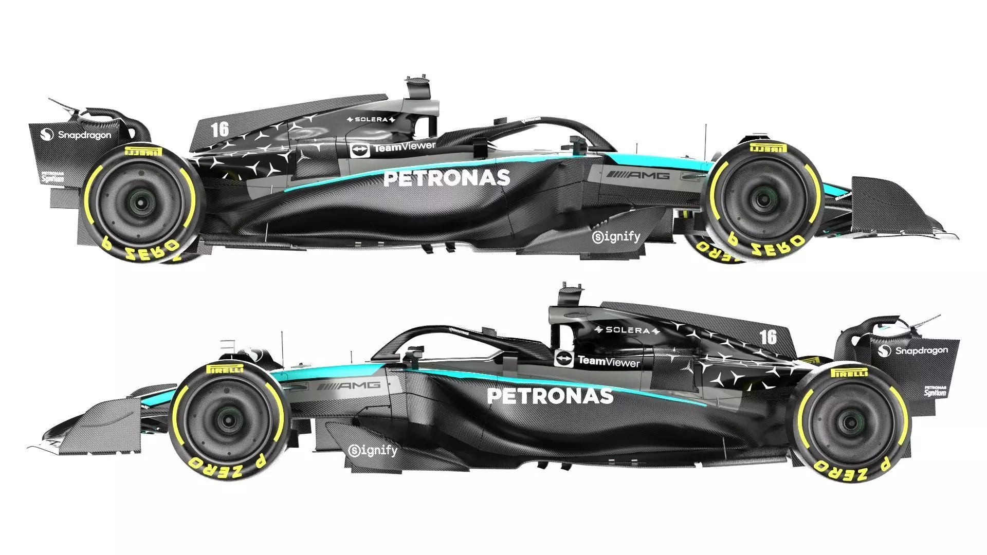 Mercedes F1 W16 2025 Formula 1 car PBR 3D model_7