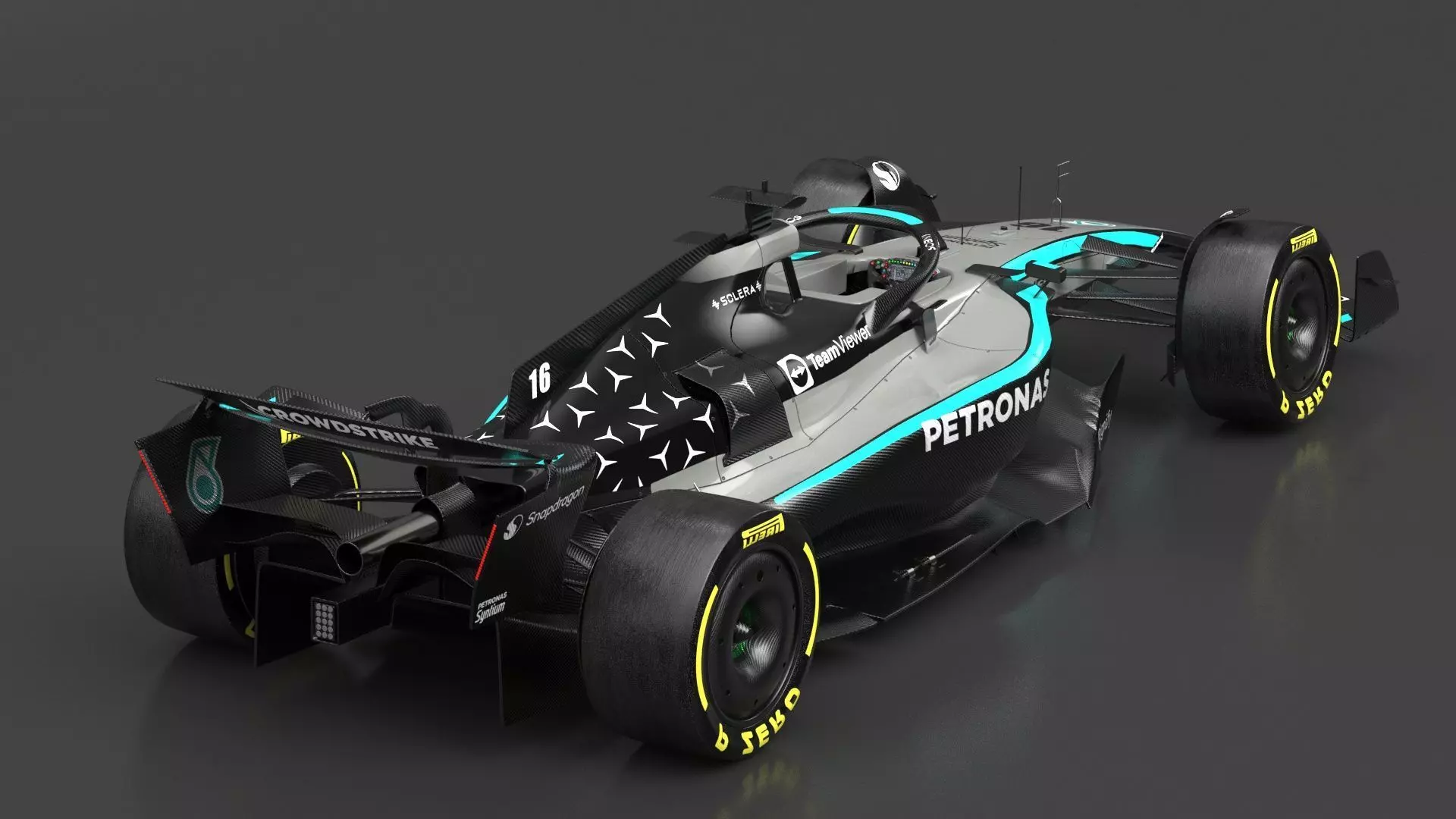 Mercedes F1 W16 2025 Formula 1 car PBR 3D model_8