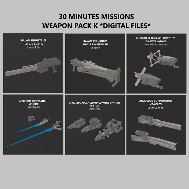 30 Minutes Missions Weapon Pack K Armored Core 6 3D print model_0