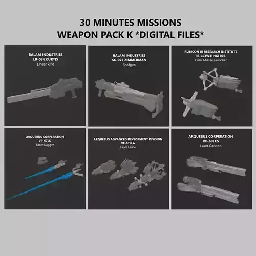 30 Minutes Missions Weapon Pack K Armored Core 6 3D print model