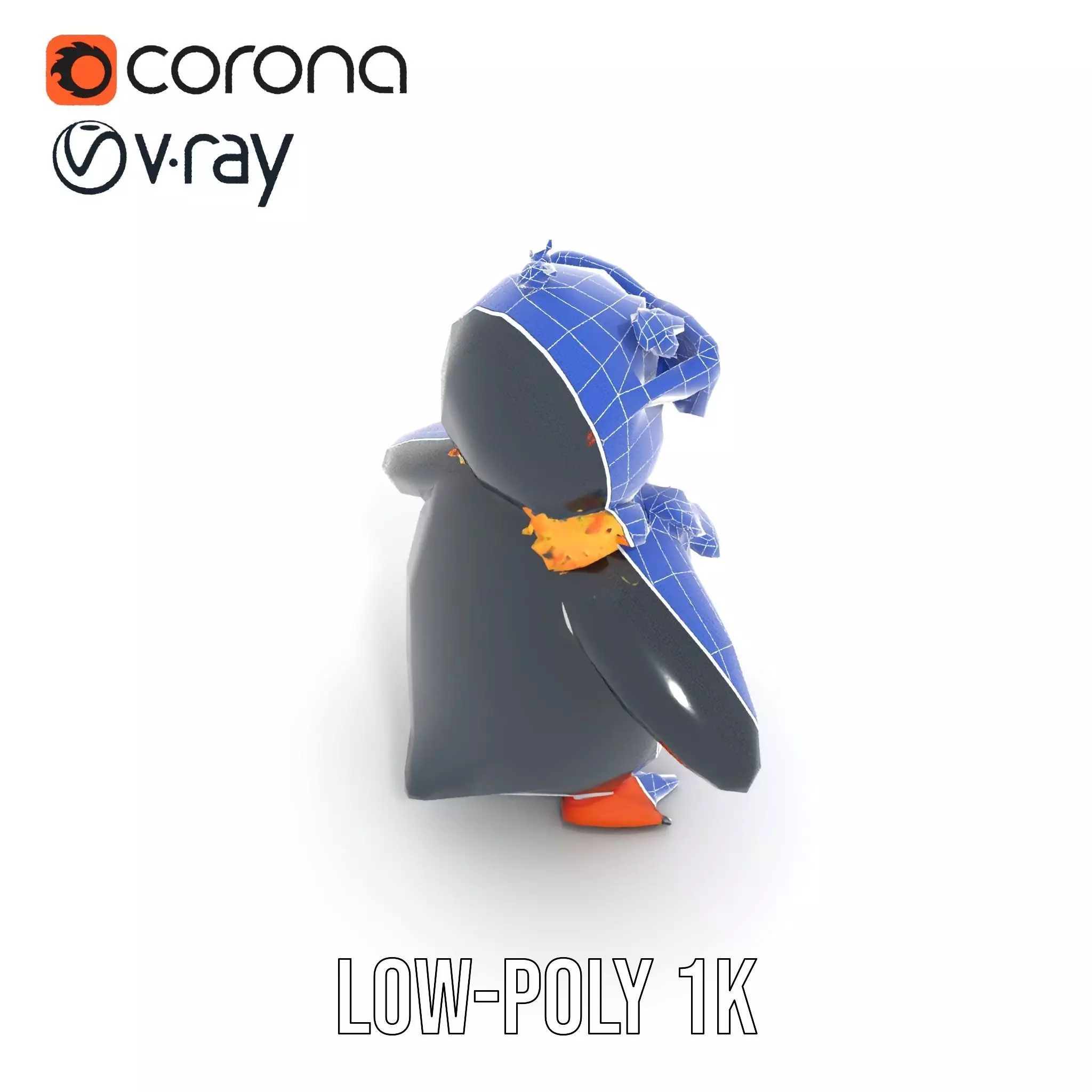 Cool Tropical Penguin Rigged and Animated Character Model Low-poly 3D model_31