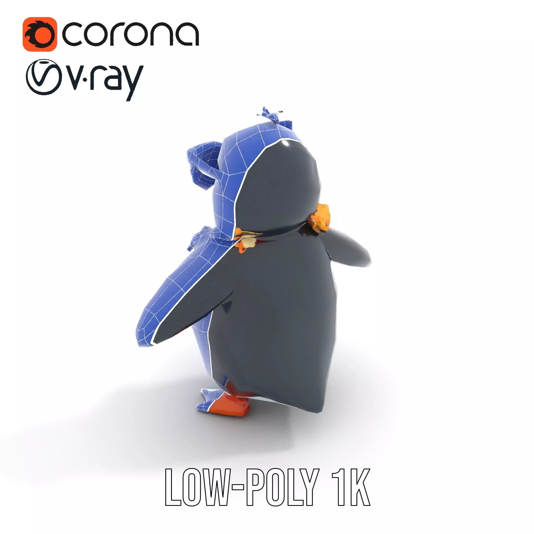 Cool Tropical Penguin Rigged and Animated Character Model Low-poly 3D model_25