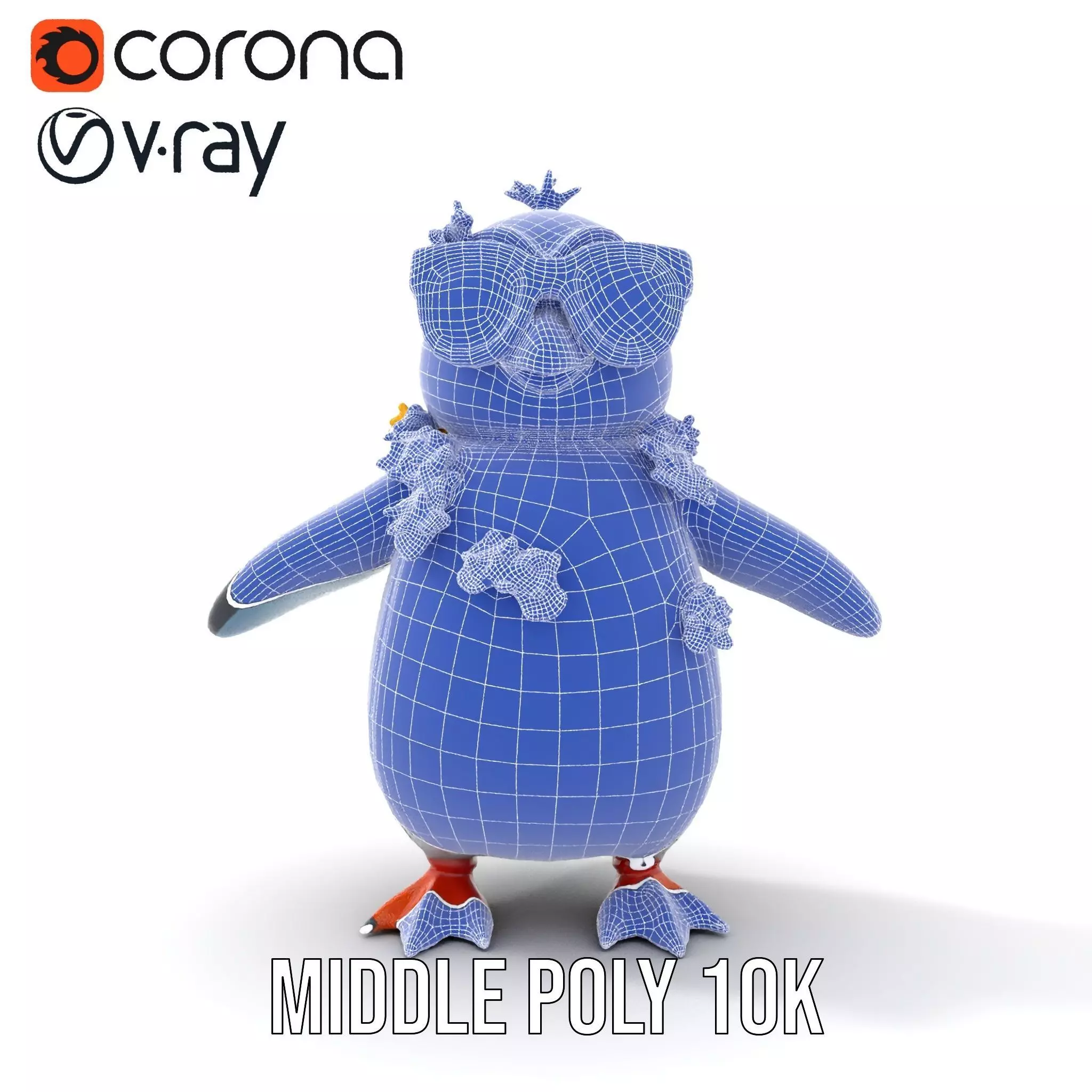 Cool Tropical Penguin Rigged and Animated Character Model Low-poly 3D model_27