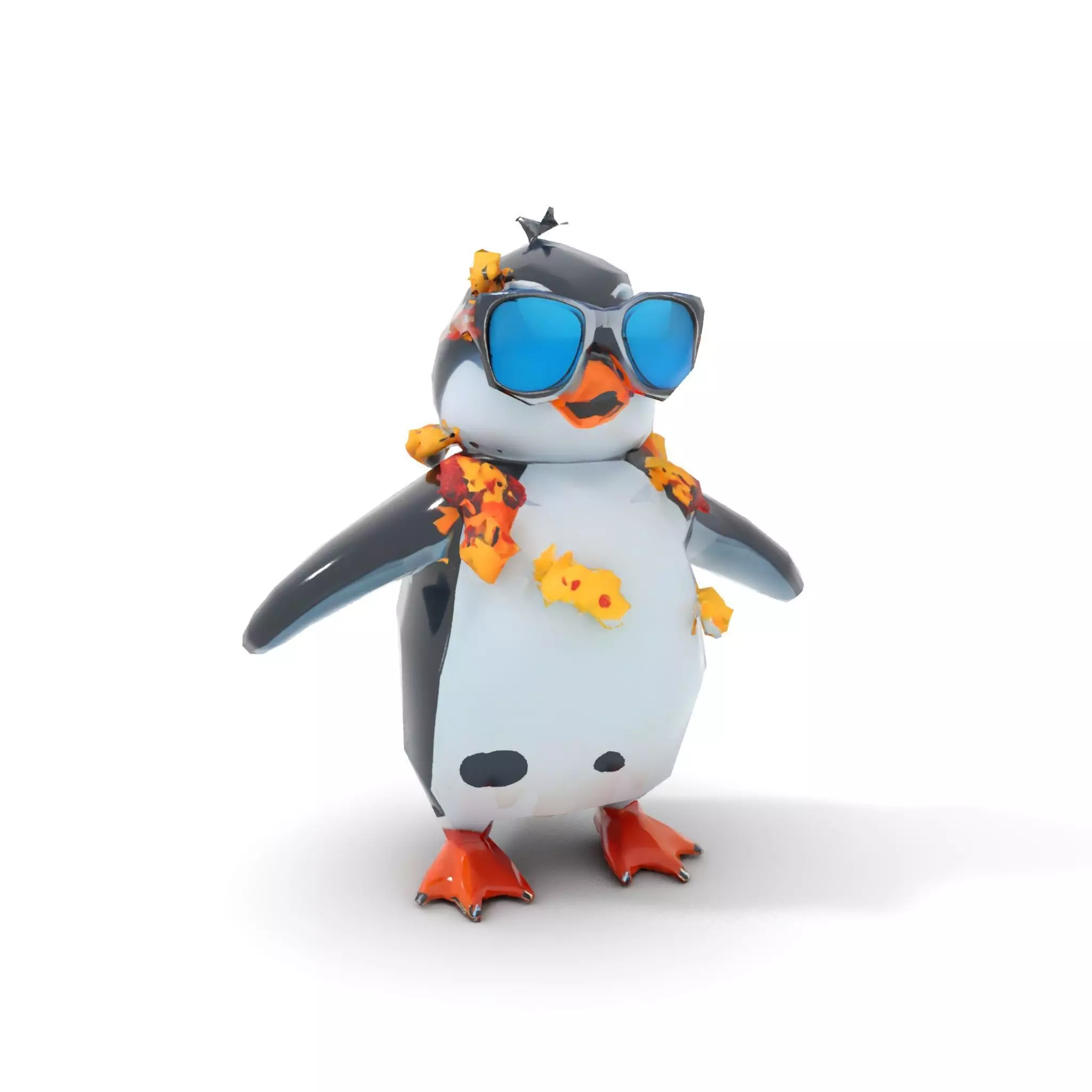 Cool Tropical Penguin Rigged and Animated Character Model Low-poly 3D model_22