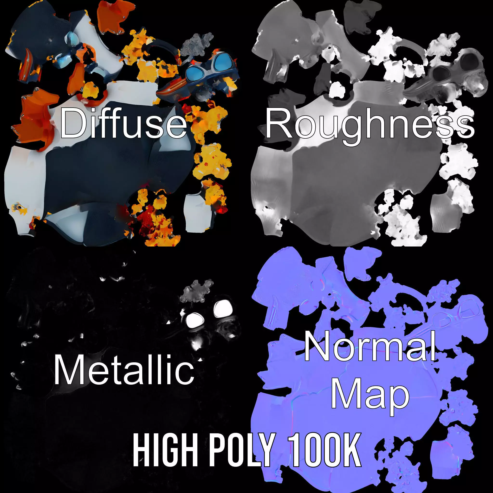 Cool Tropical Penguin Rigged and Animated Character Model Low-poly 3D model_4