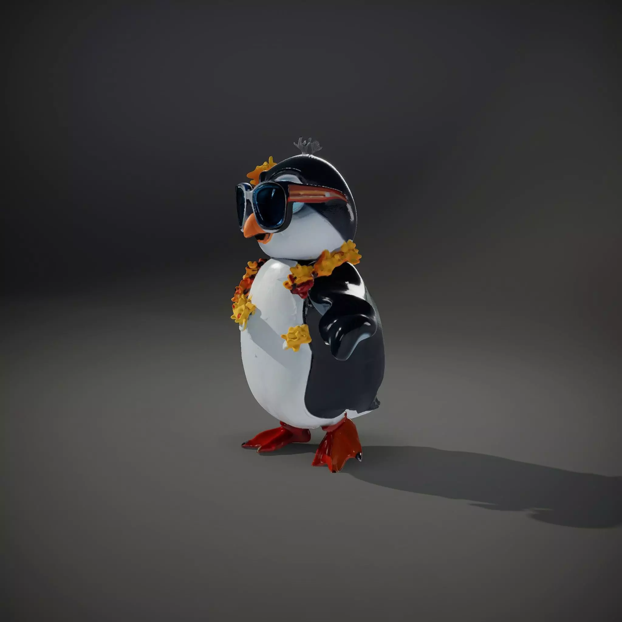 Cool Tropical Penguin Rigged and Animated Character Model Low-poly 3D model_37