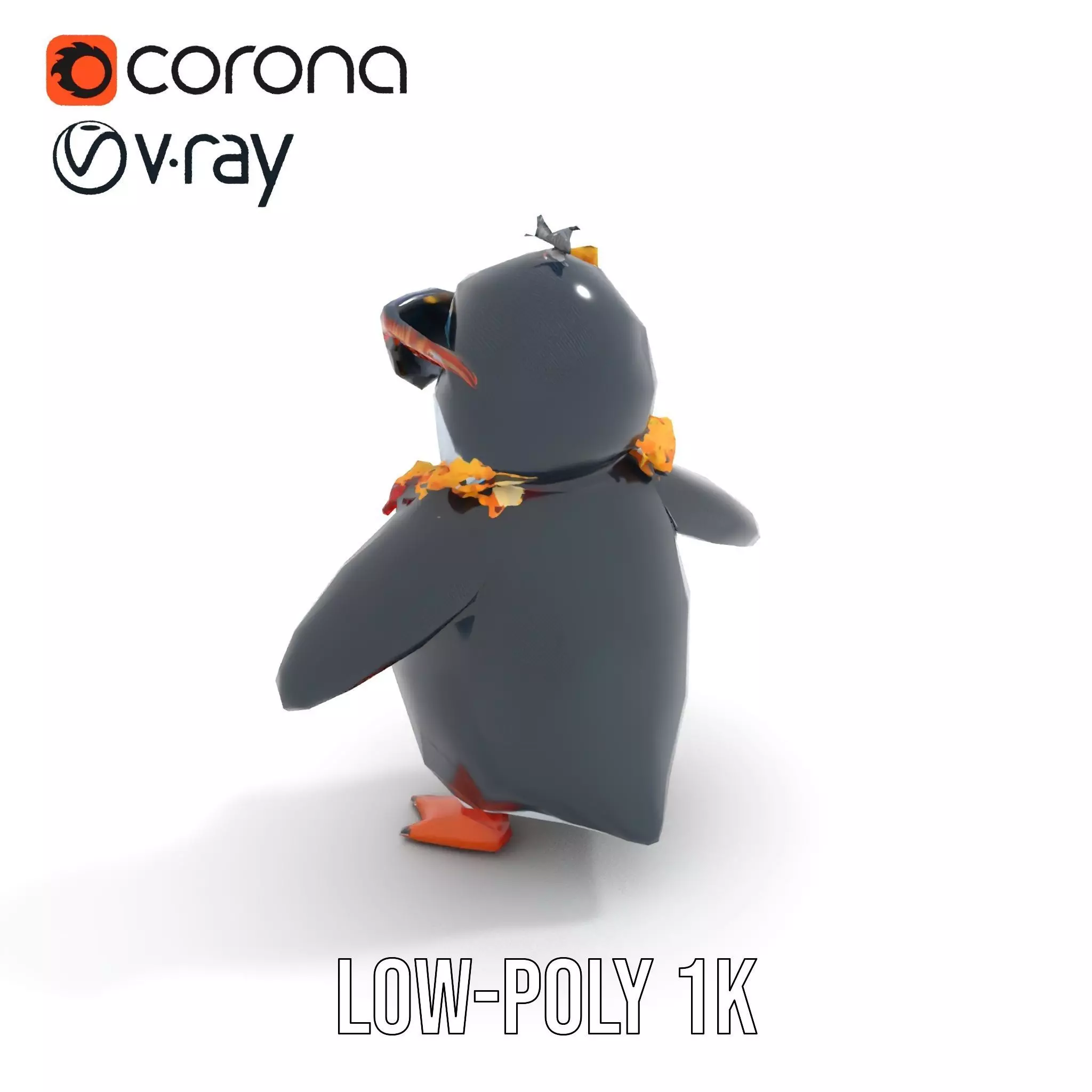 Cool Tropical Penguin Rigged and Animated Character Model Low-poly 3D model_14