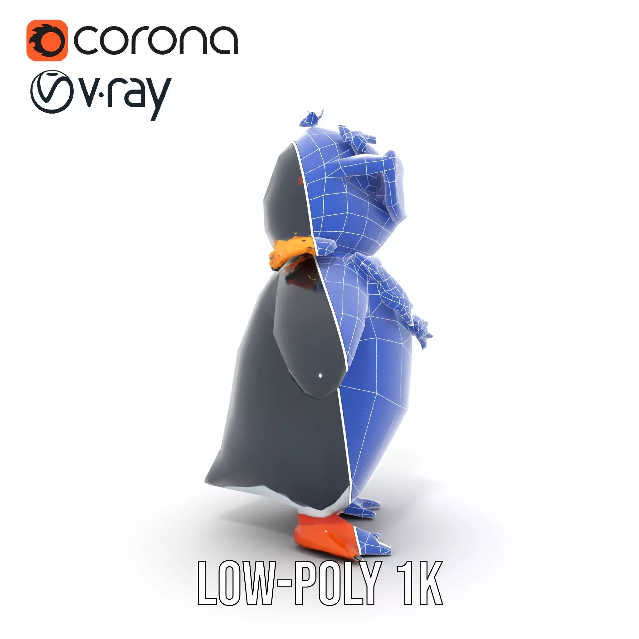 Cool Tropical Penguin Rigged and Animated Character Model Low-poly 3D model_19