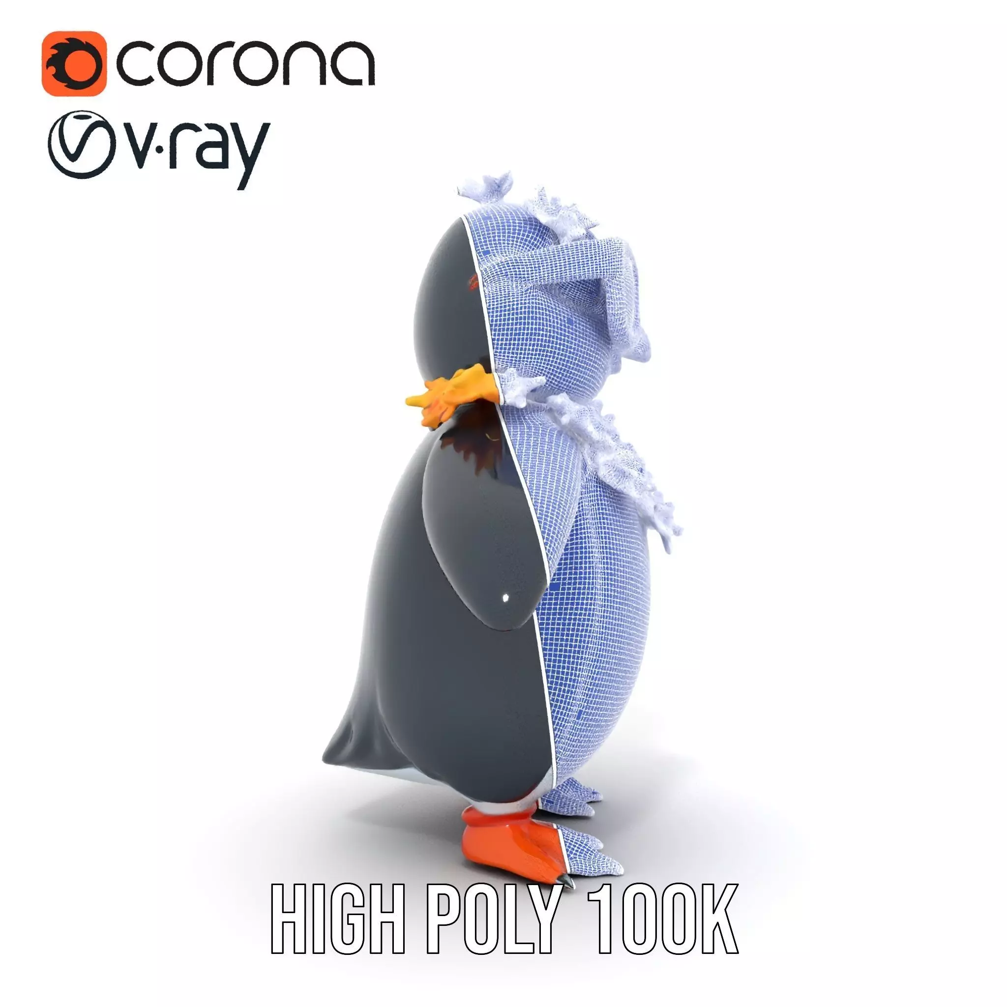 Cool Tropical Penguin Rigged and Animated Character Model Low-poly 3D model_32