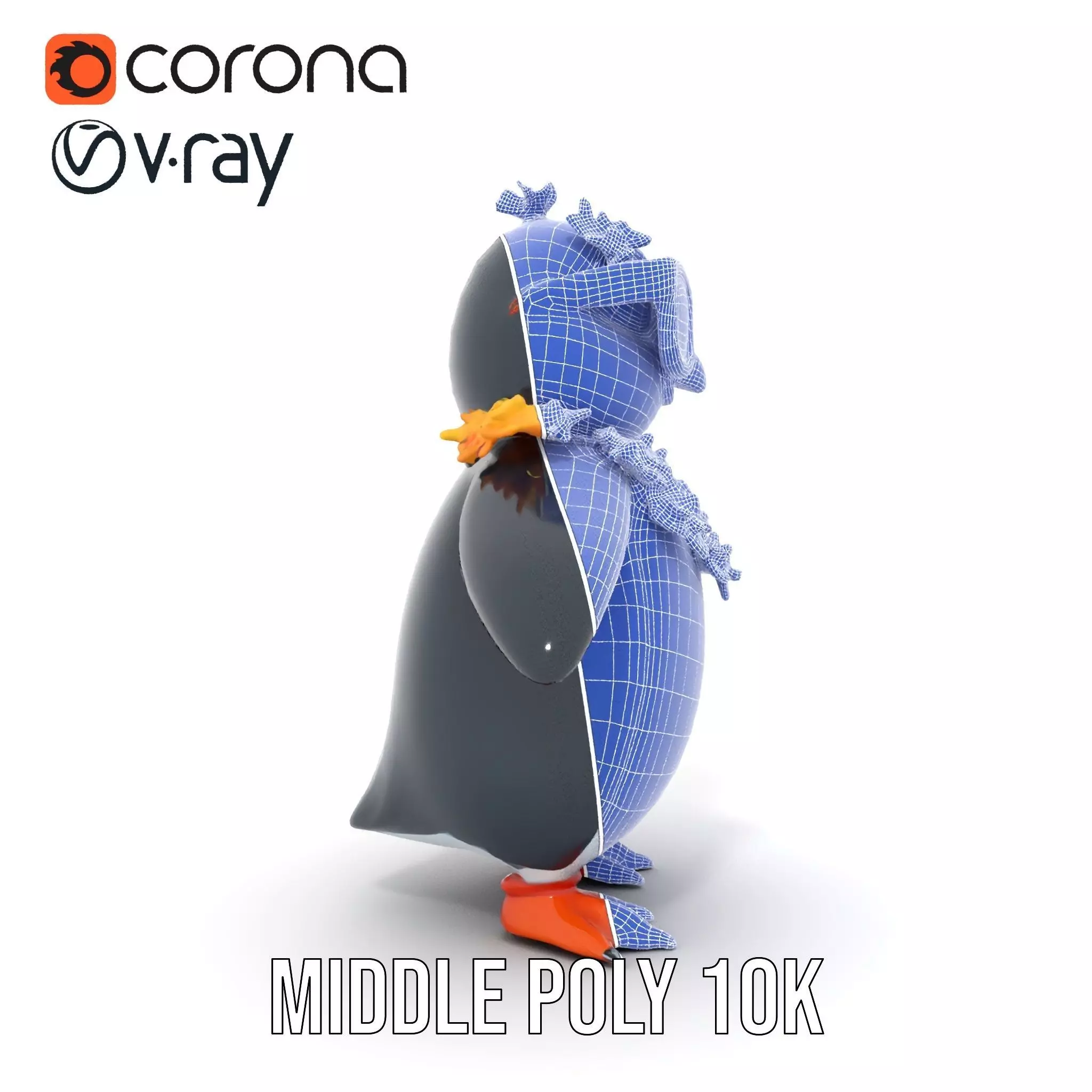 Cool Tropical Penguin Rigged and Animated Character Model Low-poly 3D model_35