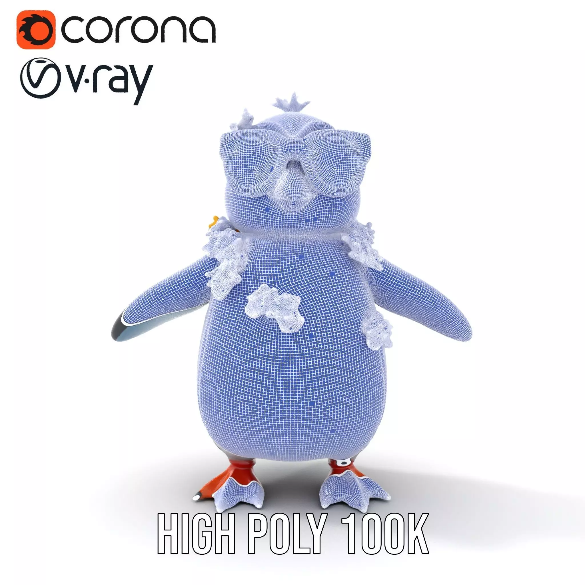 Cool Tropical Penguin Rigged and Animated Character Model Low-poly 3D model_34
