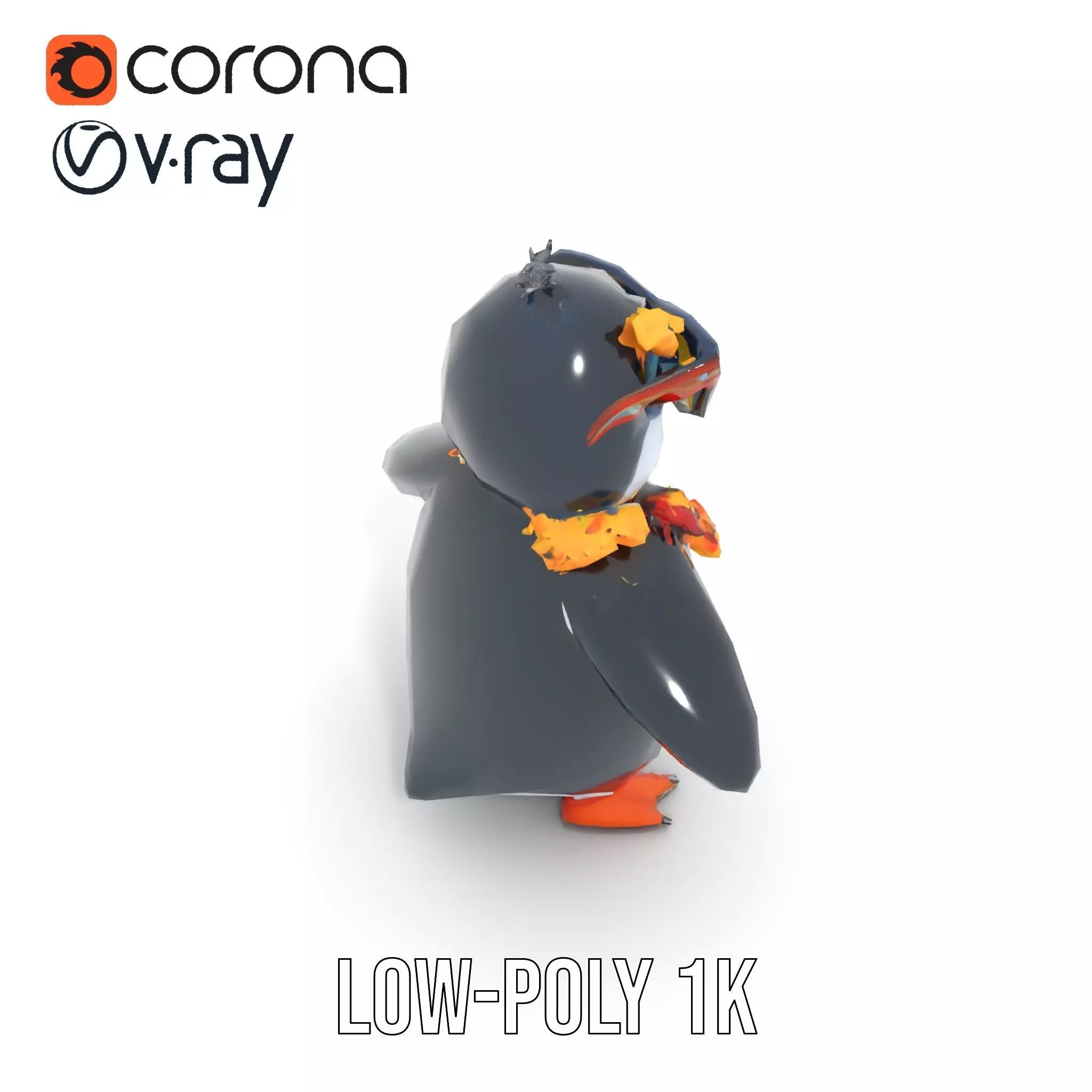 Cool Tropical Penguin Rigged and Animated Character Model Low-poly 3D model_12