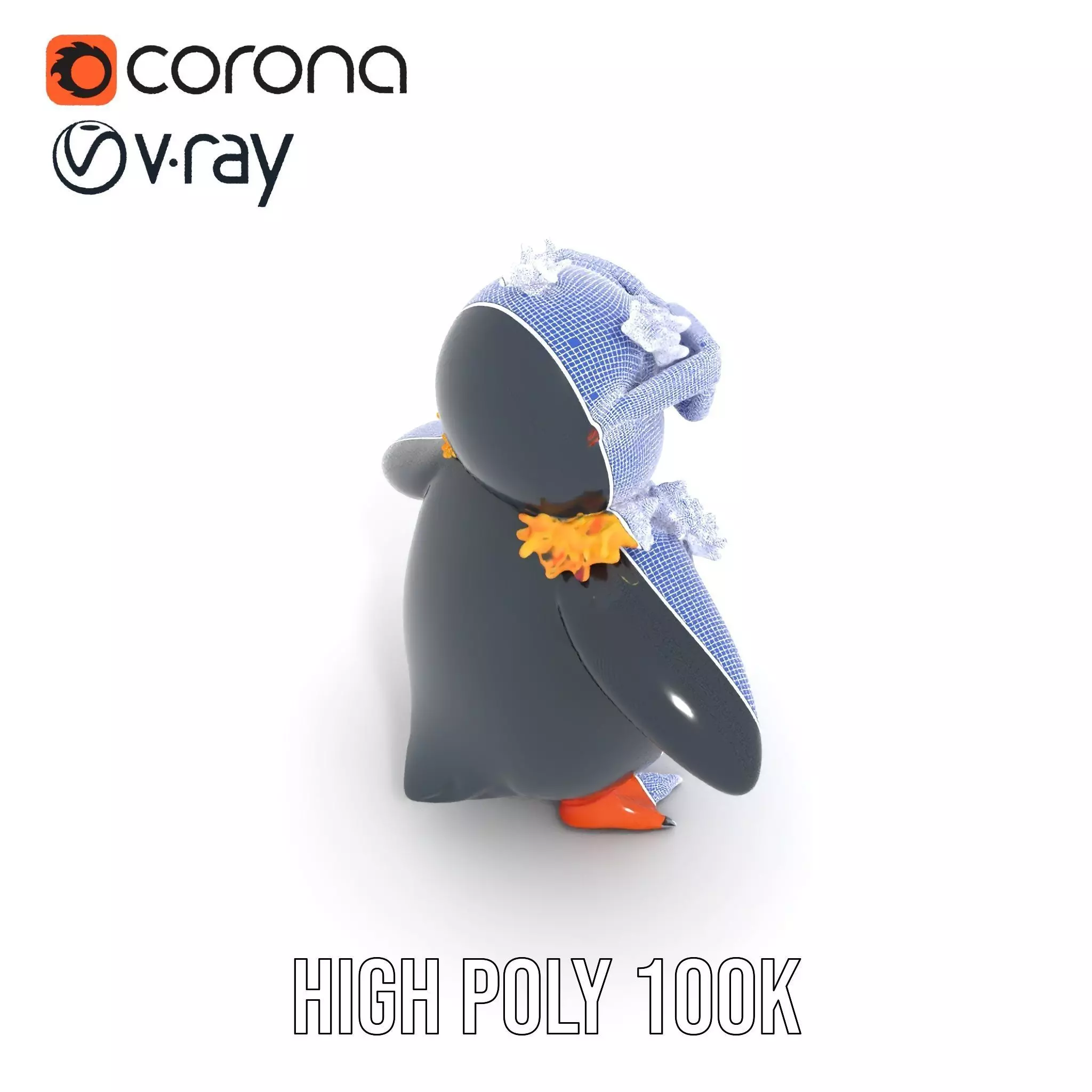 Cool Tropical Penguin Rigged and Animated Character Model Low-poly 3D model_29