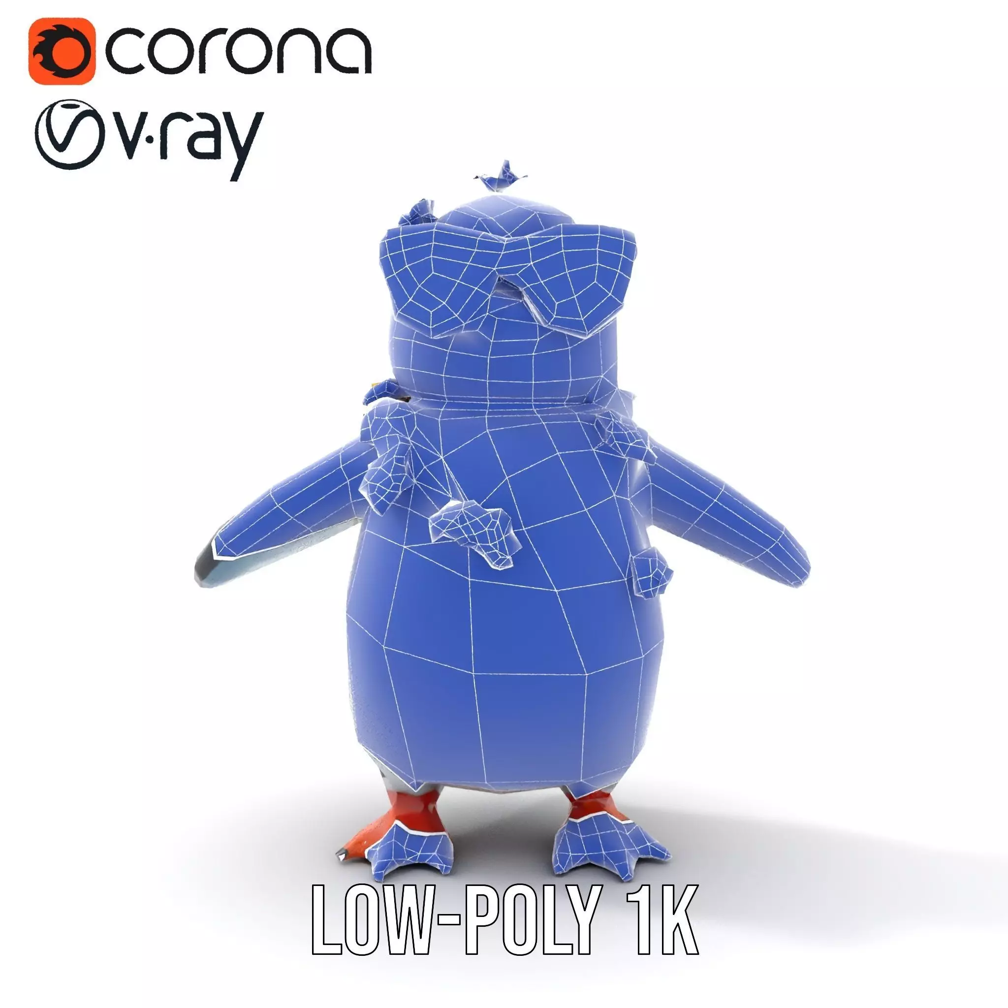Cool Tropical Penguin Rigged and Animated Character Model Low-poly 3D model_28