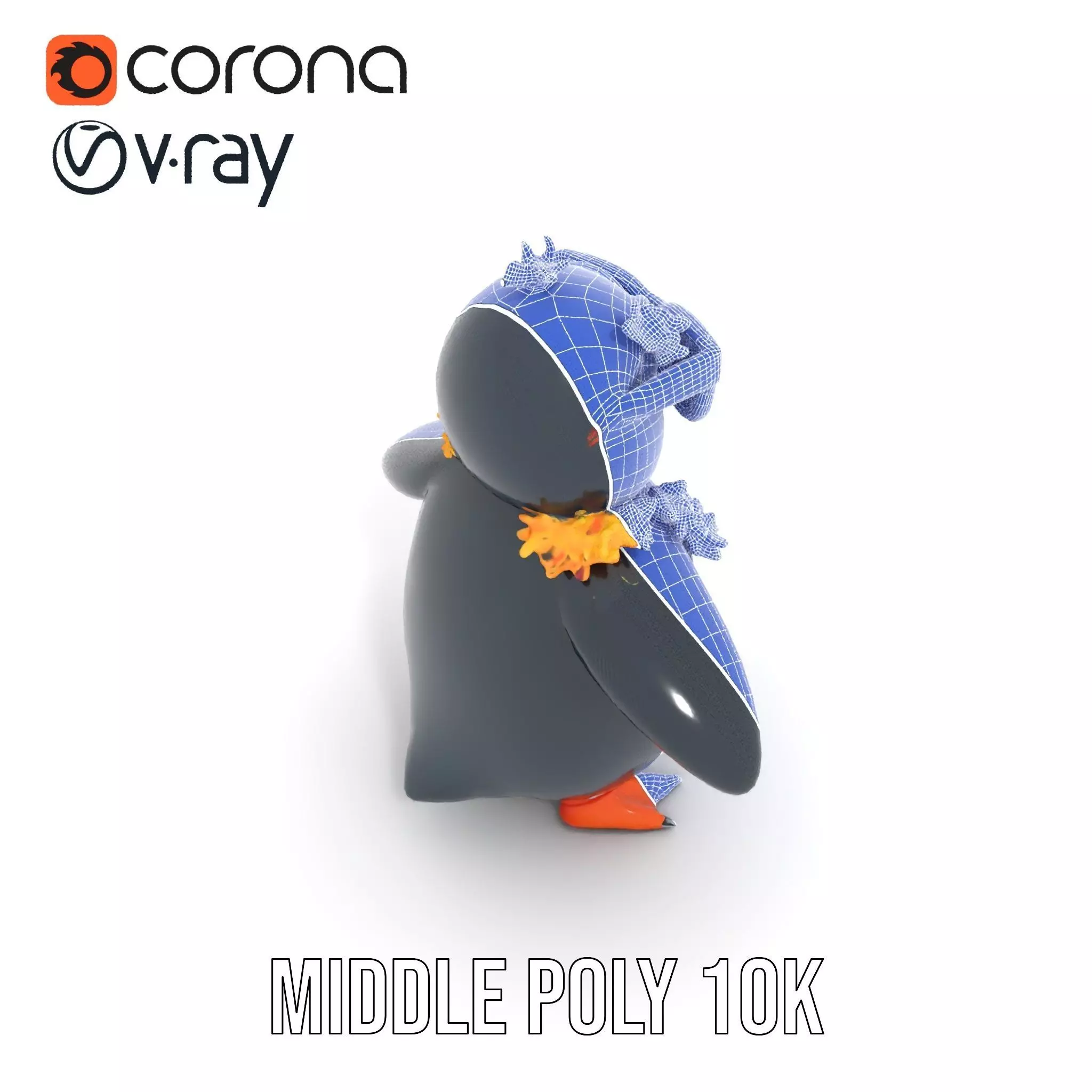 Cool Tropical Penguin Rigged and Animated Character Model Low-poly 3D model_30