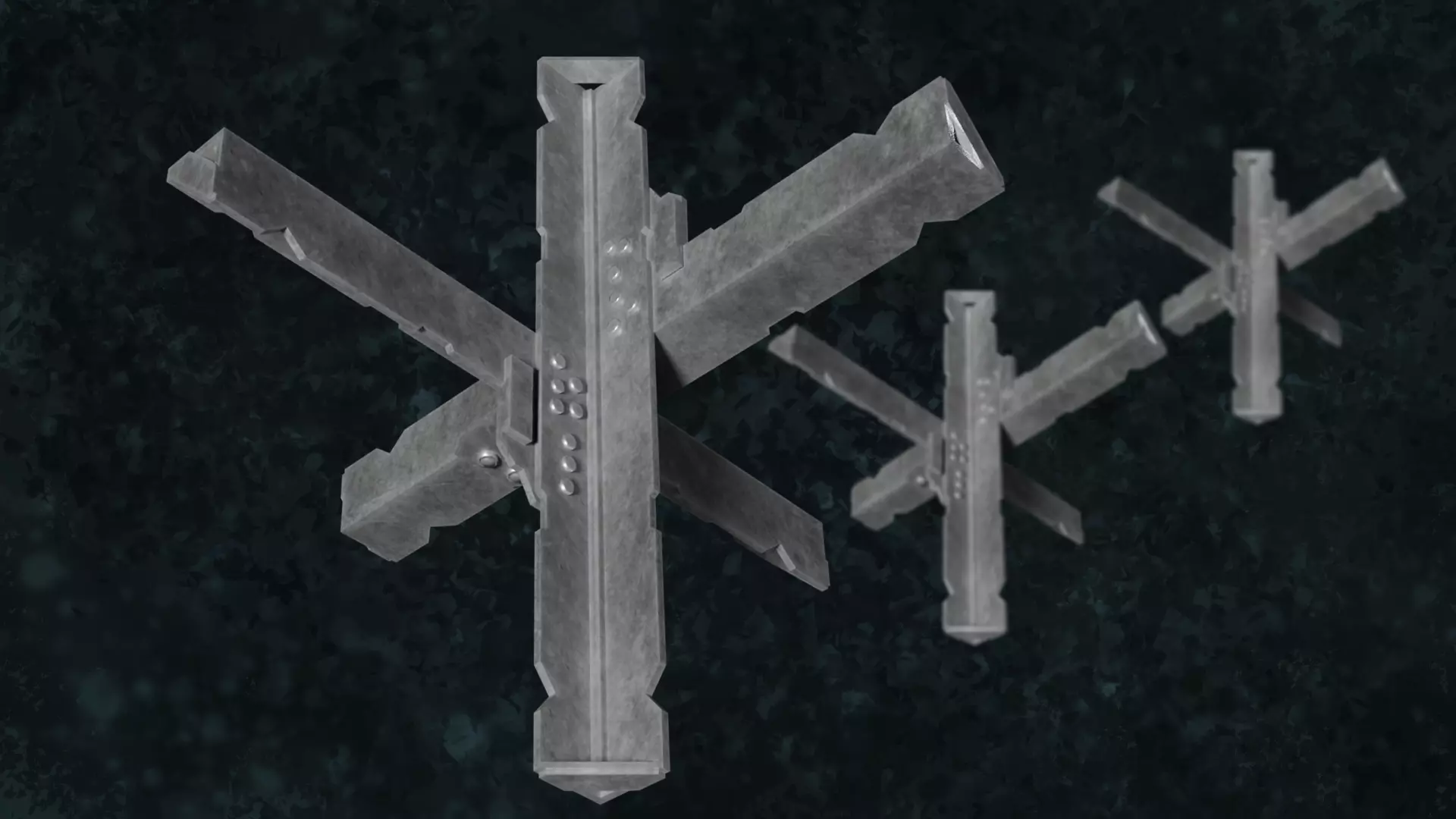 Mititary Anti Tank Hedgehogs N2 Series Metal Fortress Obstacle 3D model_1