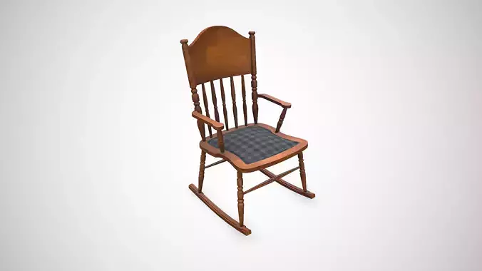 Old Wooden Rocking Chair Low-poly PBR Low-poly 3D model