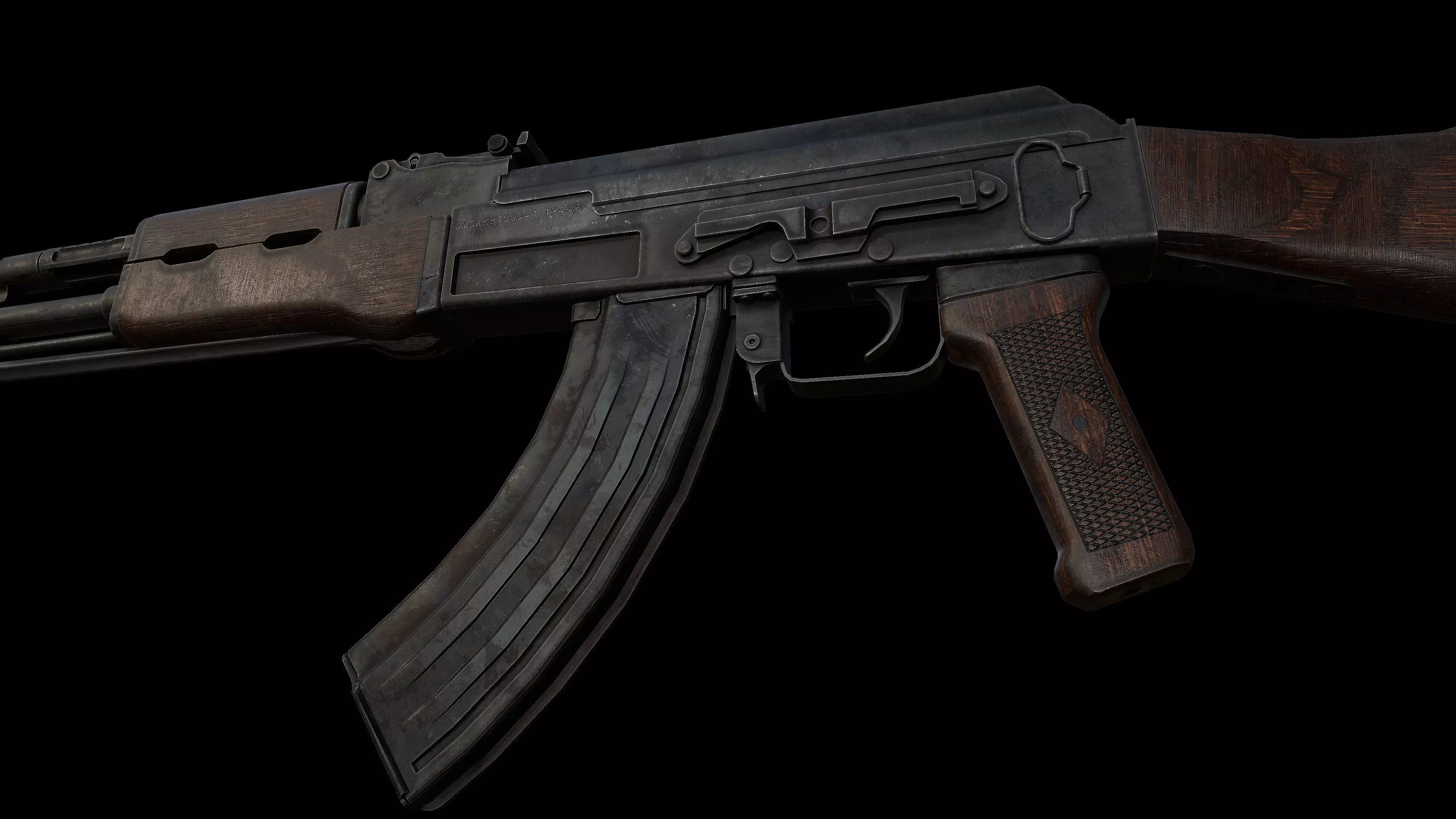 AK47 Battle Worn Unique Spiker AK Pattern Assaultrifle Low-poly 3D model_6