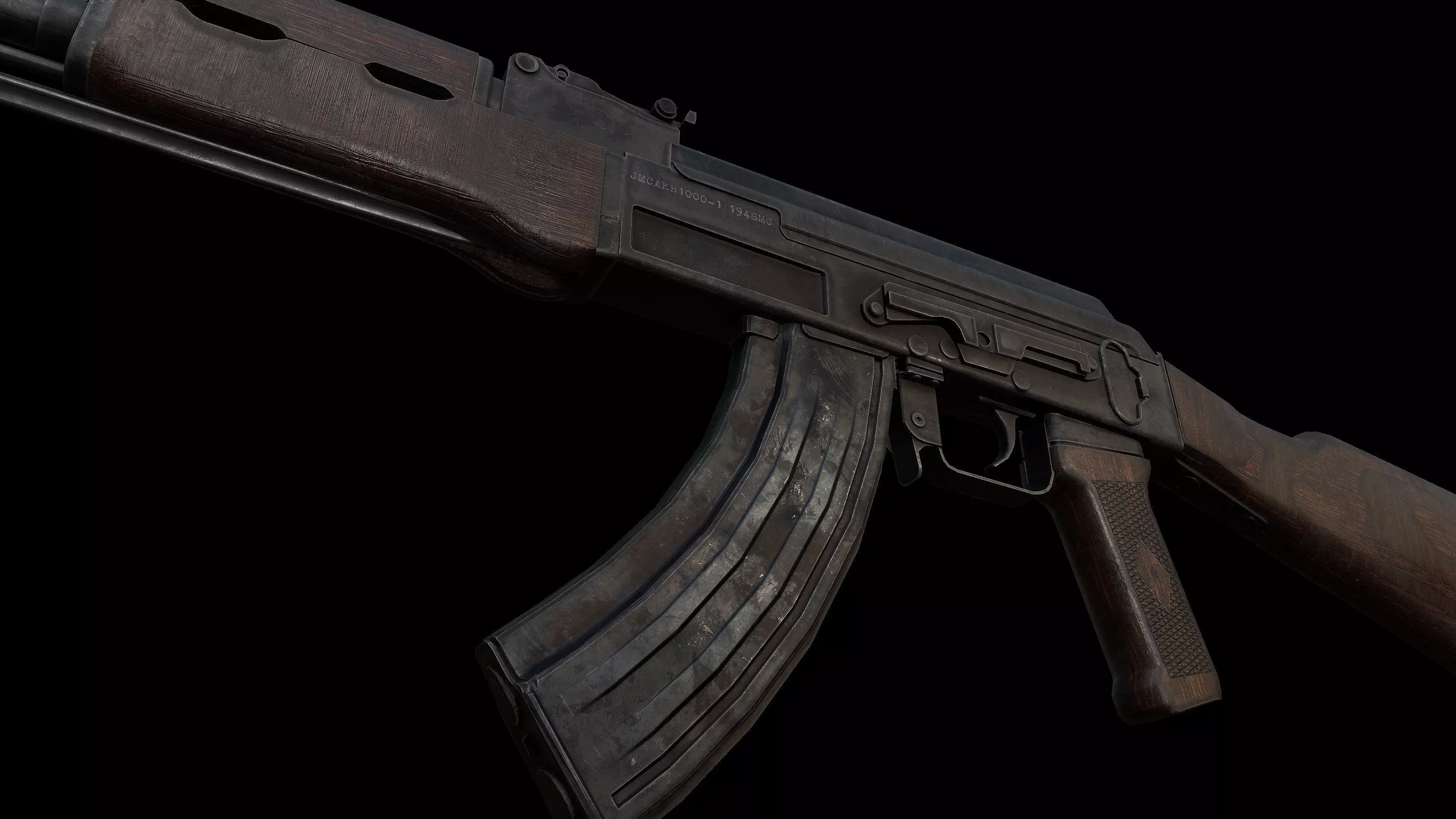 AK47 Battle Worn Unique Spiker AK Pattern Assaultrifle Low-poly 3D model_7