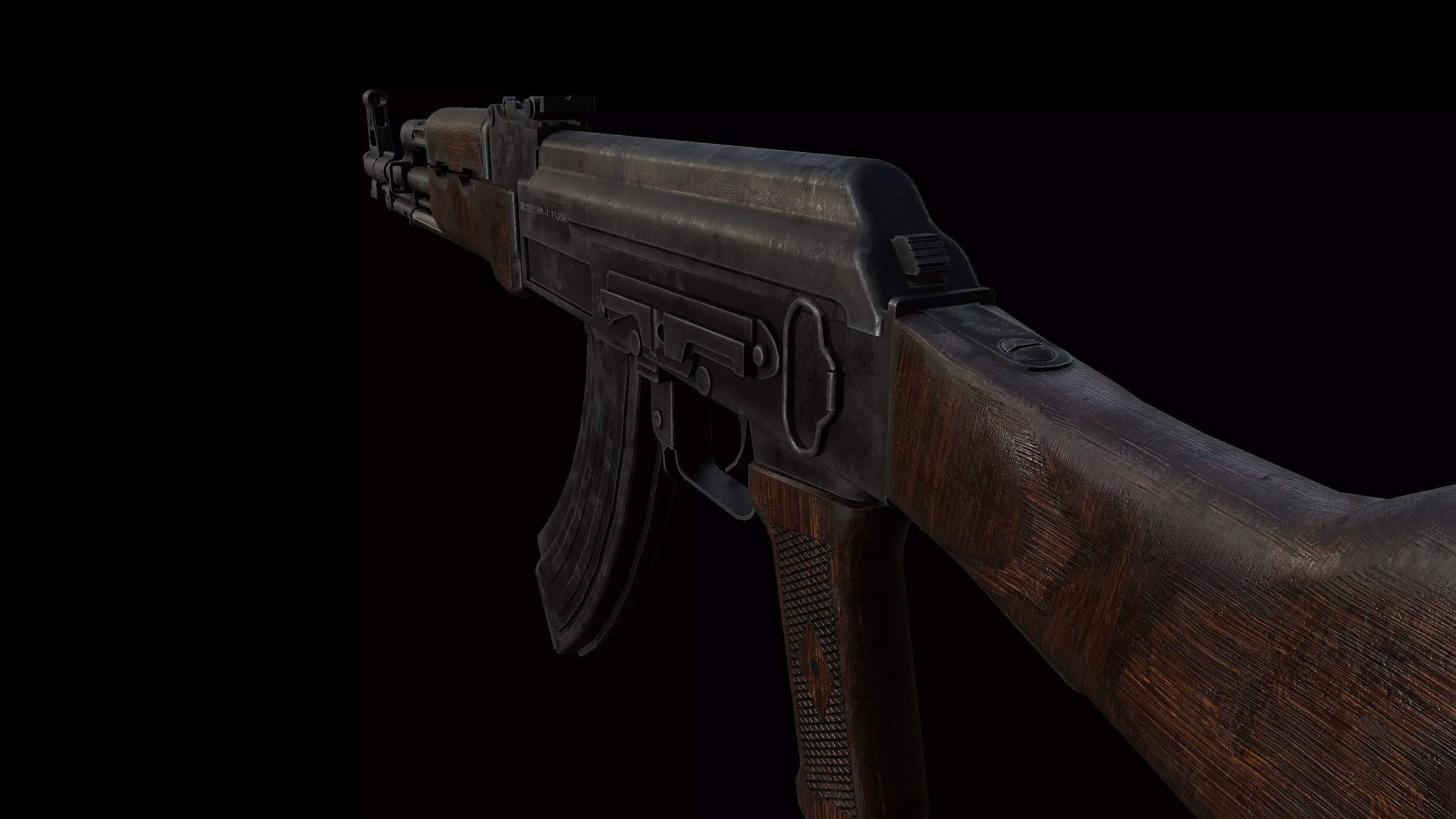 AK47 Battle Worn Unique Spiker AK Pattern Assaultrifle Low-poly 3D model_5