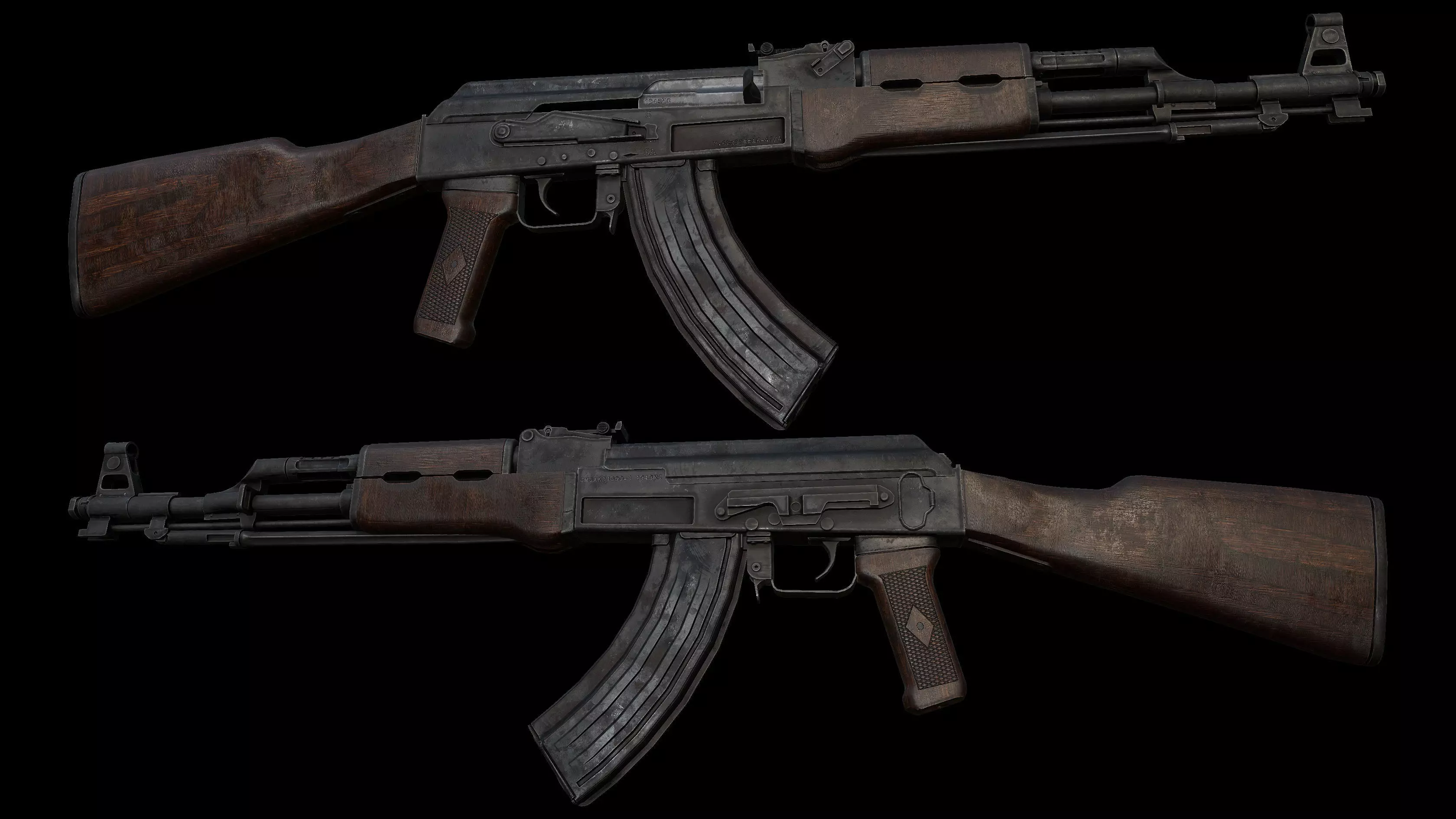 AK47 Battle Worn Unique Spiker AK Pattern Assaultrifle Low-poly 3D model_0