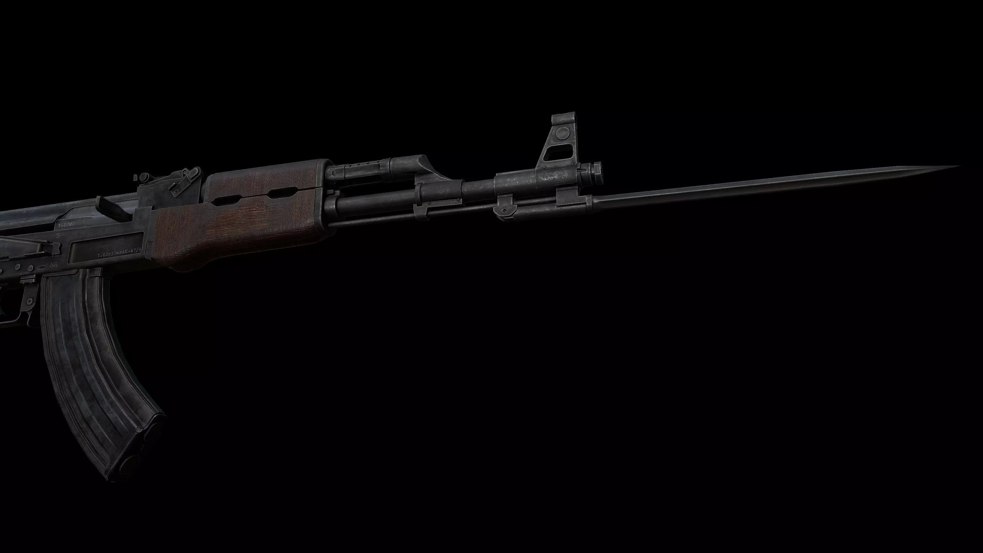 AK47 Battle Worn Unique Spiker AK Pattern Assaultrifle Low-poly 3D model_9