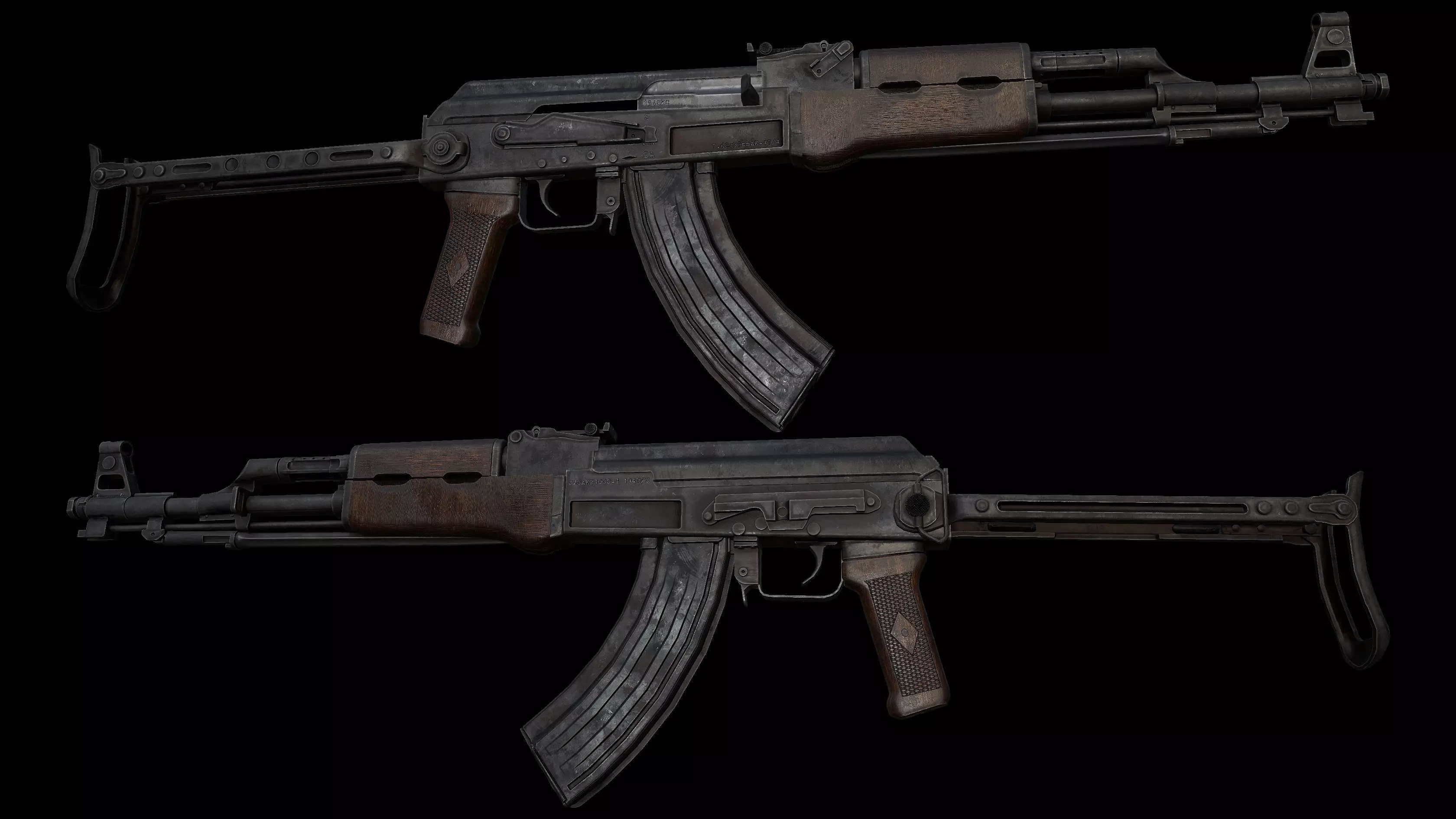 AK47 Battle Worn Unique Spiker AK Pattern Assaultrifle Low-poly 3D model_1