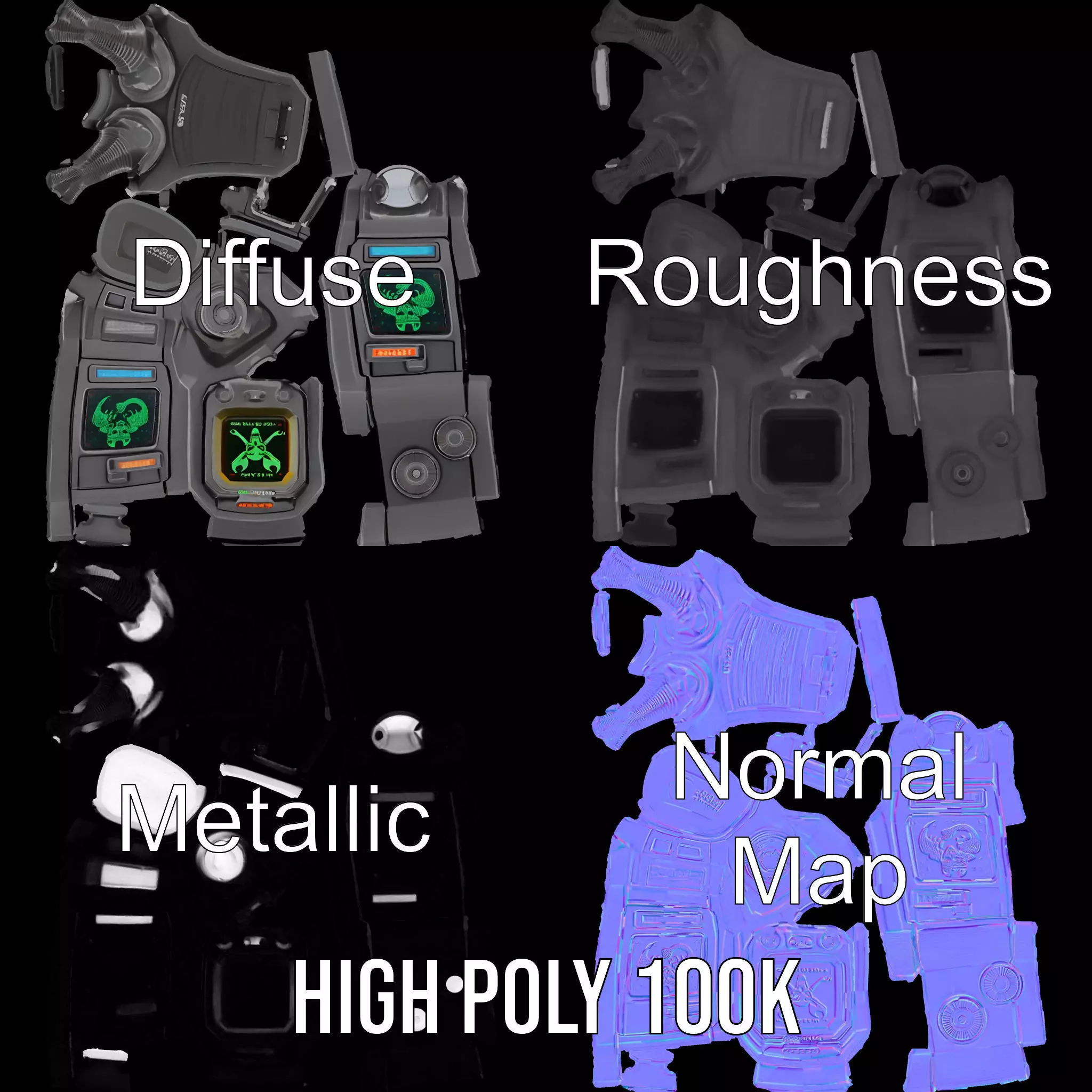 Futuristic Device Model Pack for Interactive Displays Low-poly 3D model_4