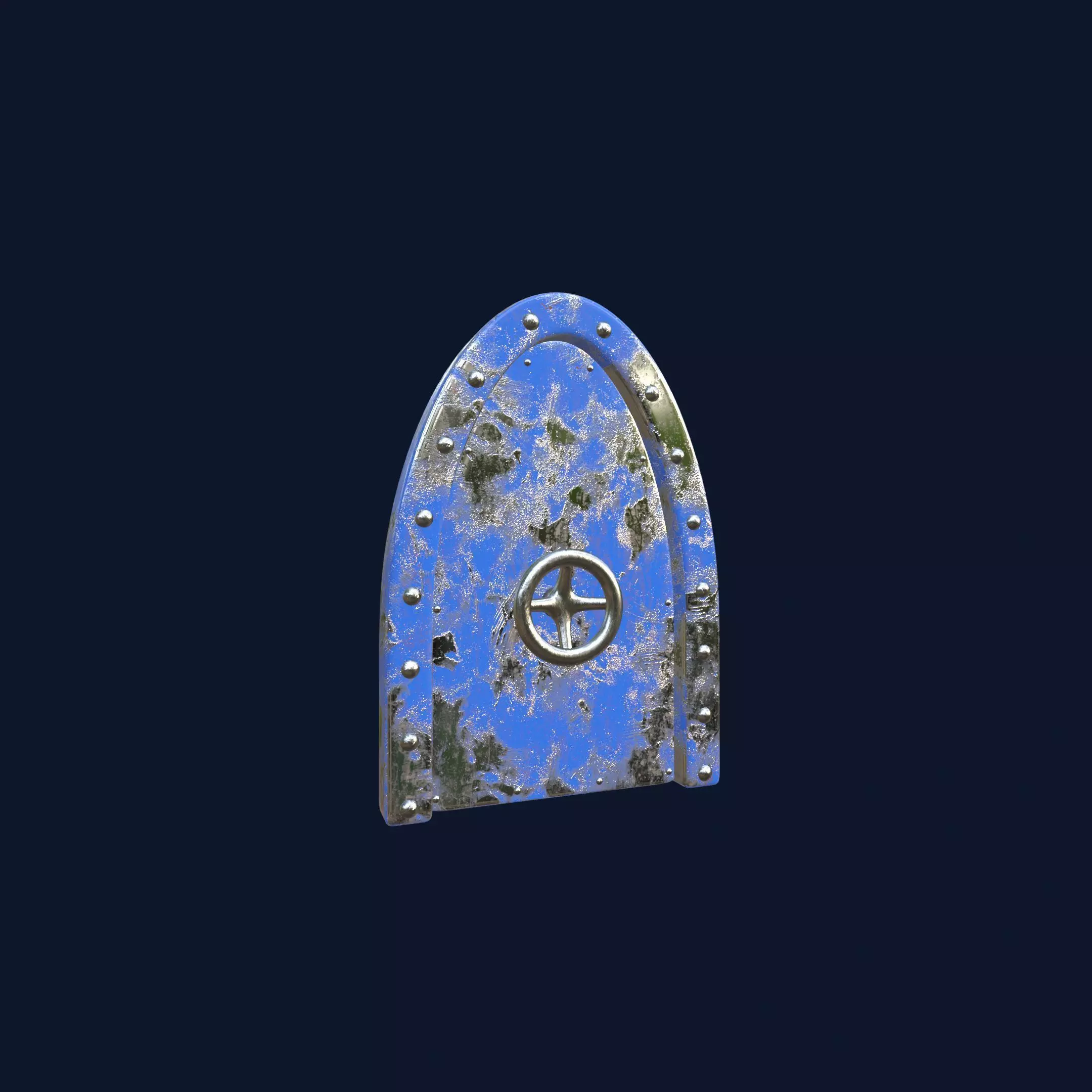 Blue Submarine Doors Stylized Rusted Metal 3D Model 3D model_1