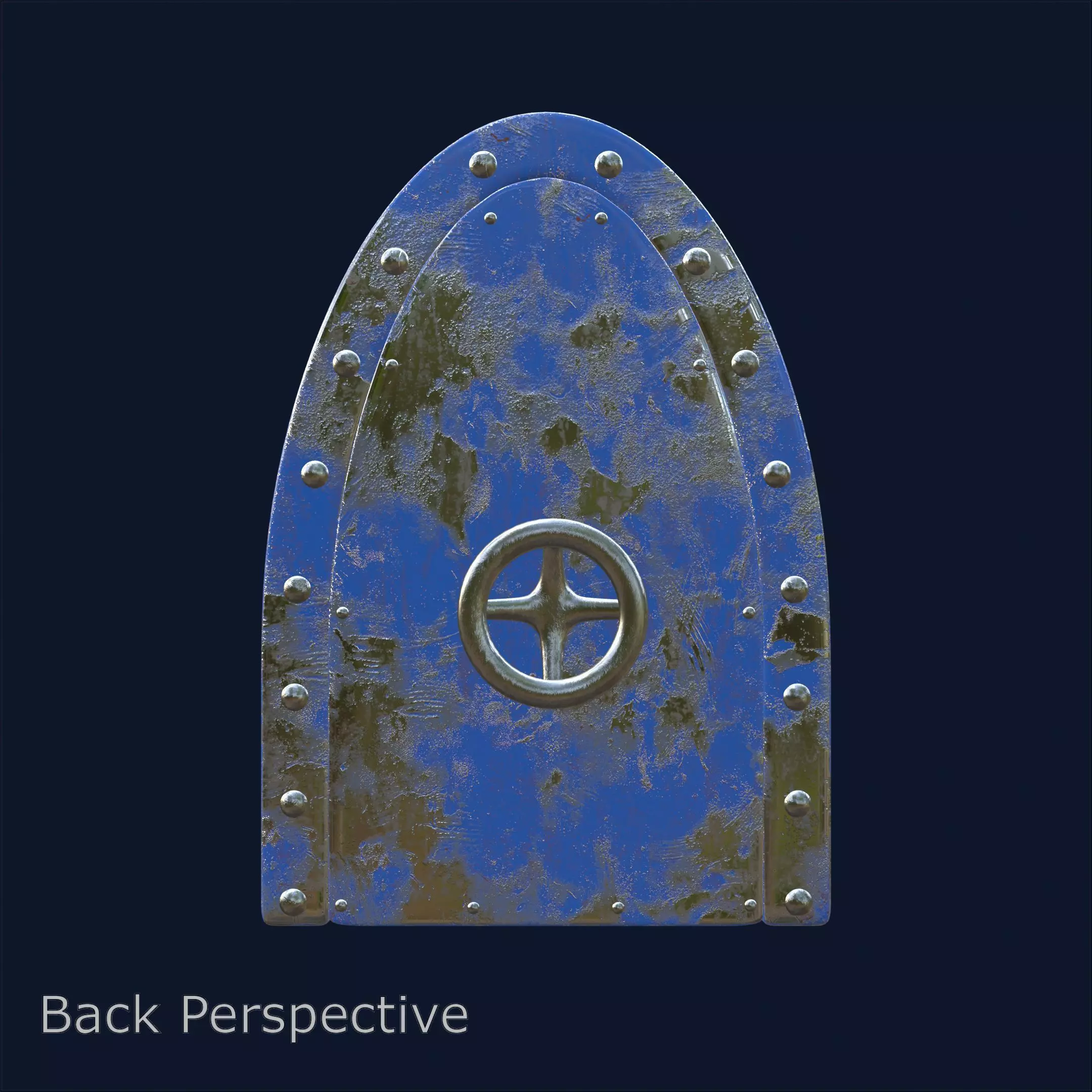 Blue Submarine Doors Stylized Rusted Metal 3D Model 3D model_4