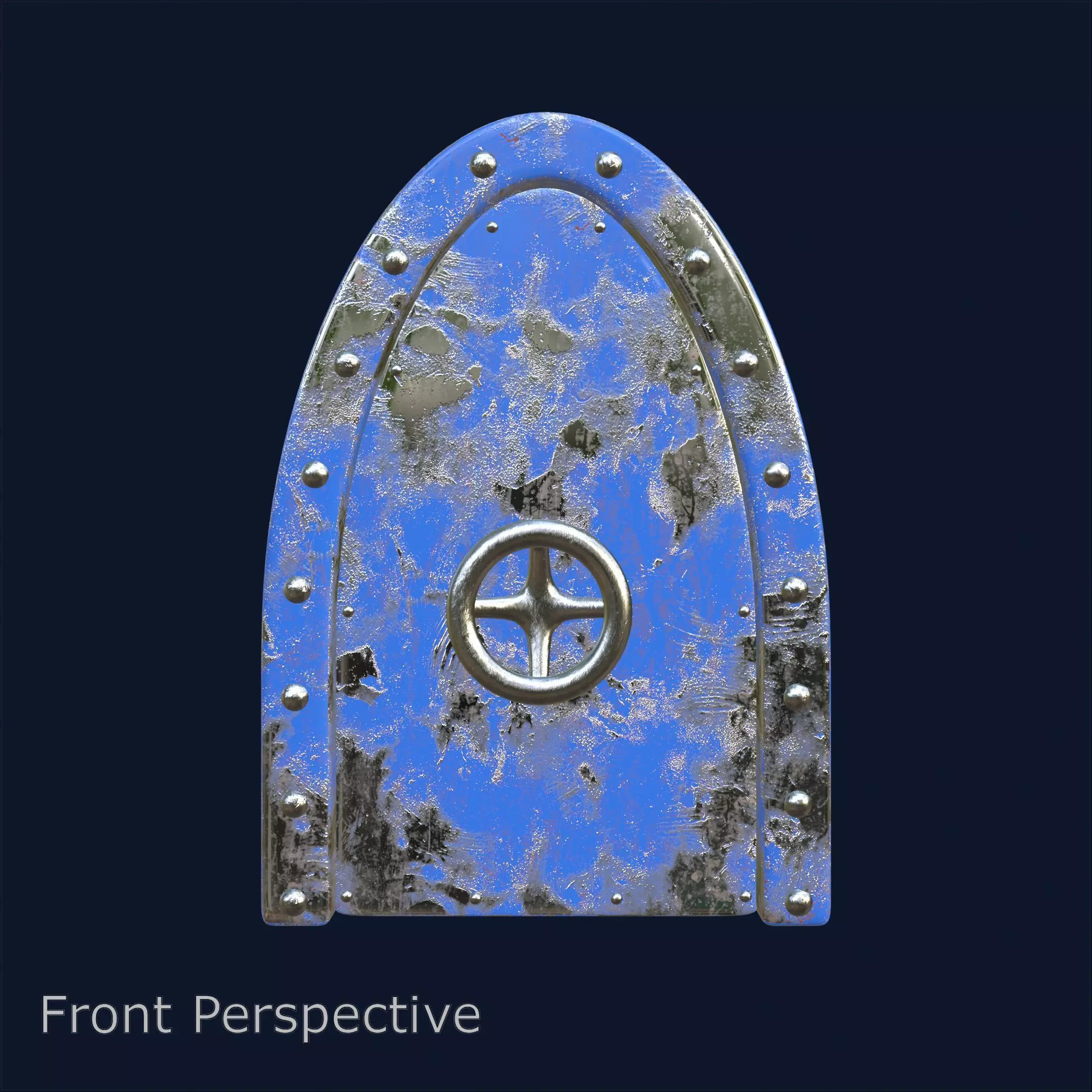 Blue Submarine Doors Stylized Rusted Metal 3D Model 3D model_3