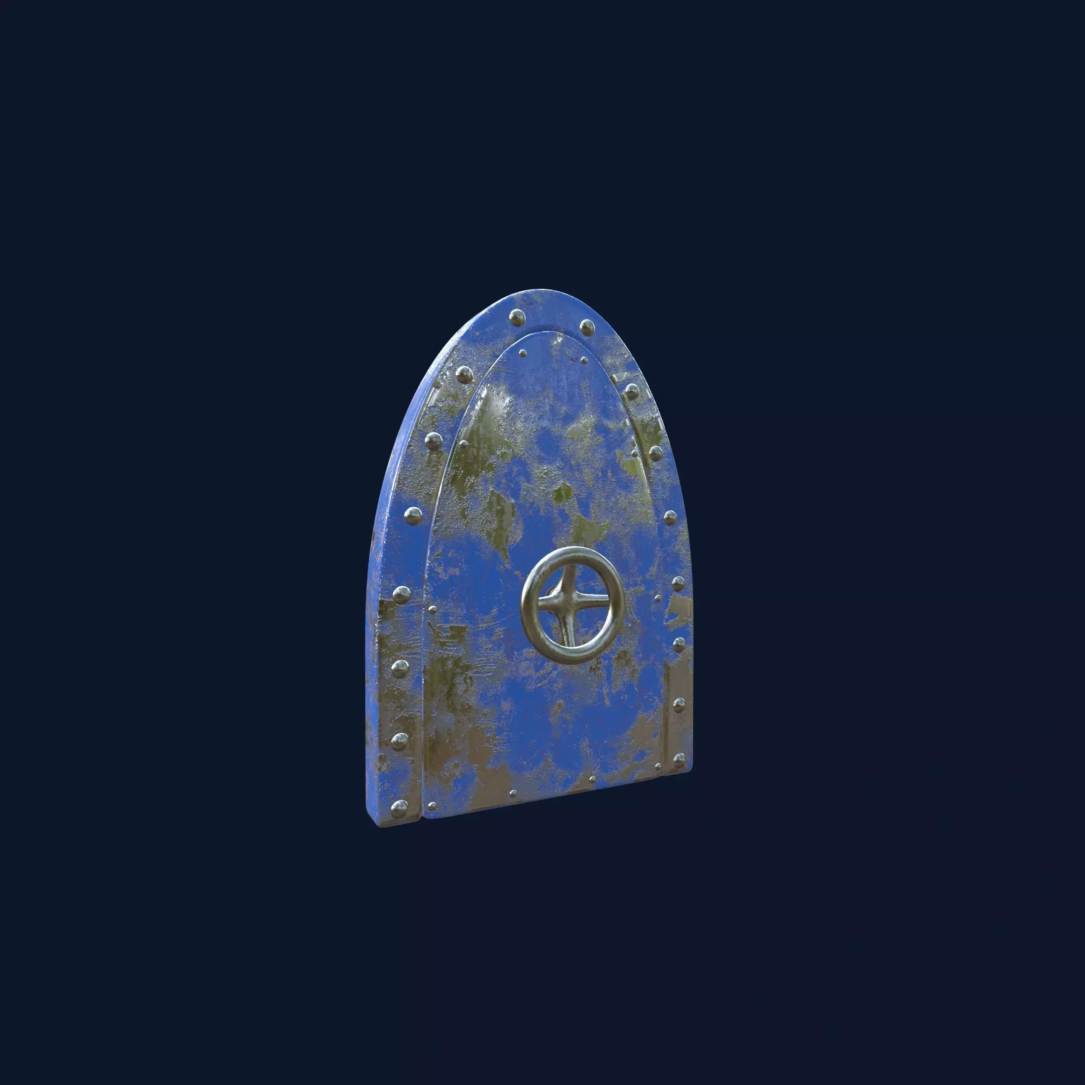 Blue Submarine Doors Stylized Rusted Metal 3D Model 3D model_0