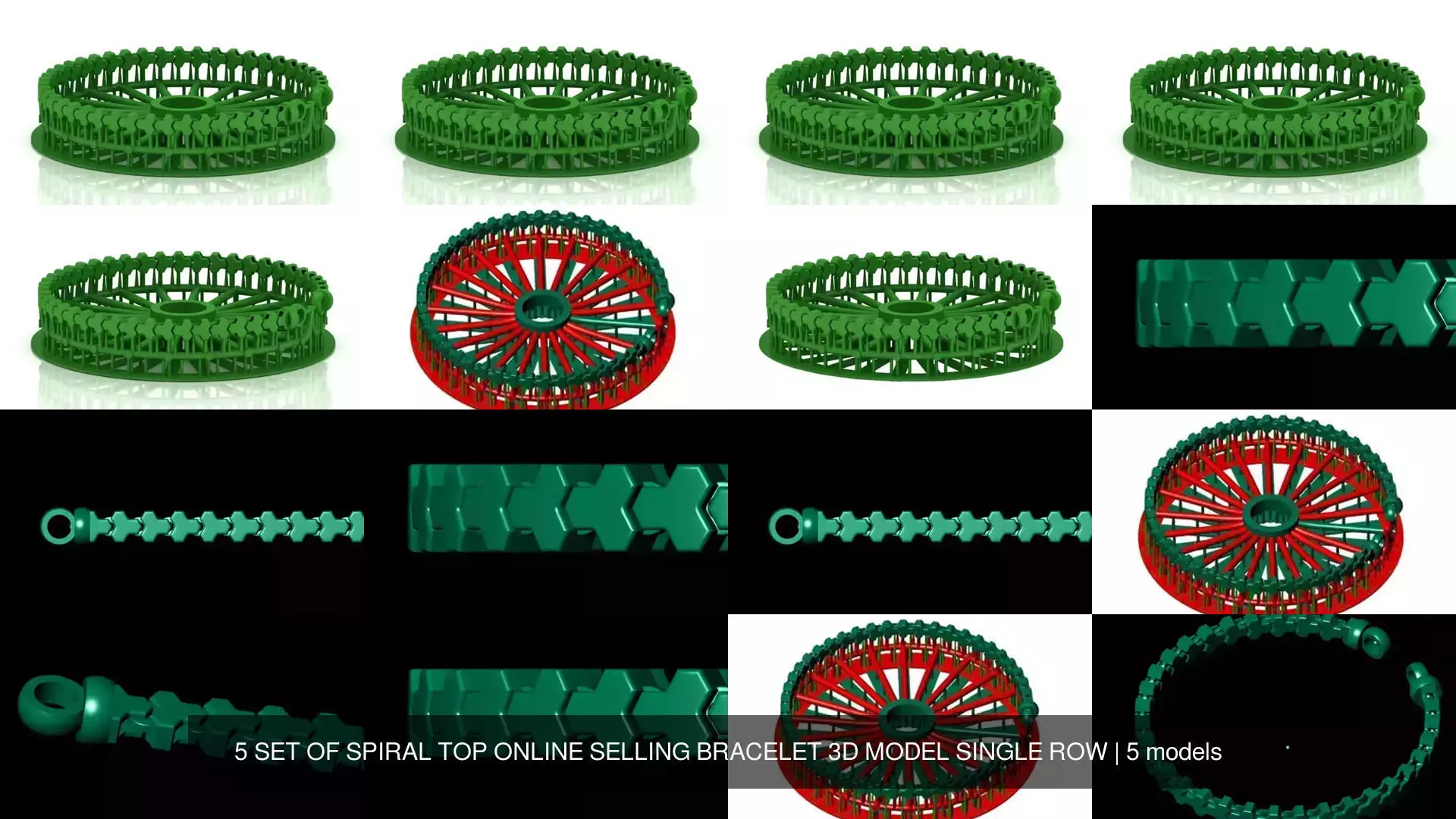  5 SET OF SPIRAL TOP ONLINE SELLING BRACELET 3D MODEL SINGLE ROW 3D Model Collection_1