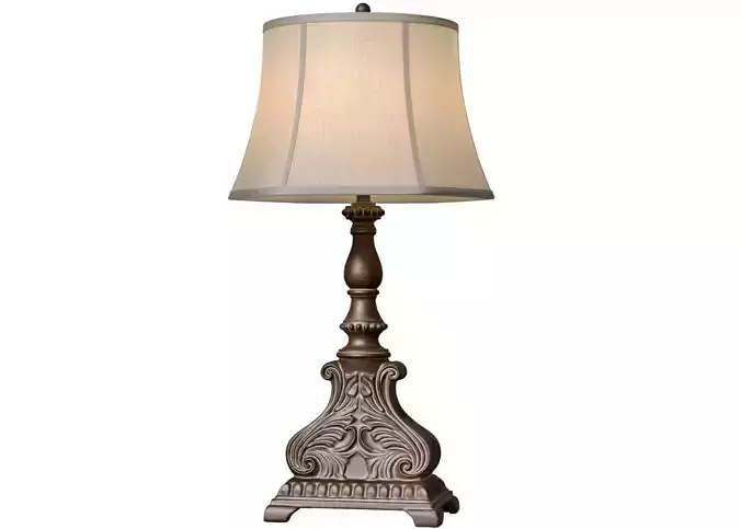 Classic Nightstand rustic Table Lamp with Carved Wooden Base