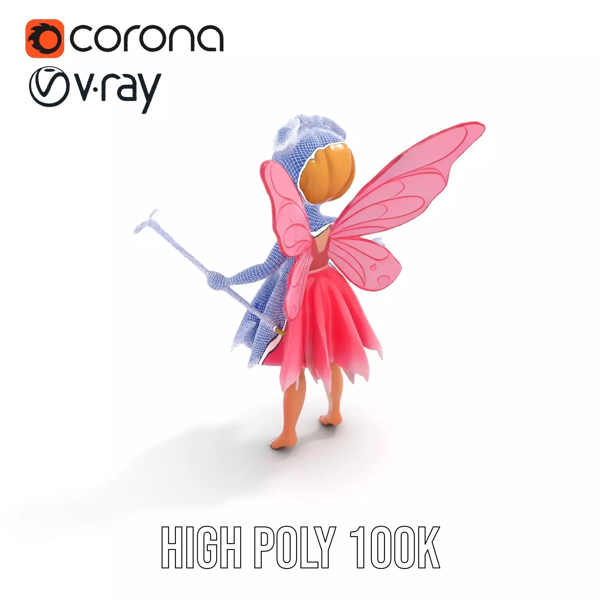 Fairy Princess Rigged and Animated Model Low-poly 3D model_30