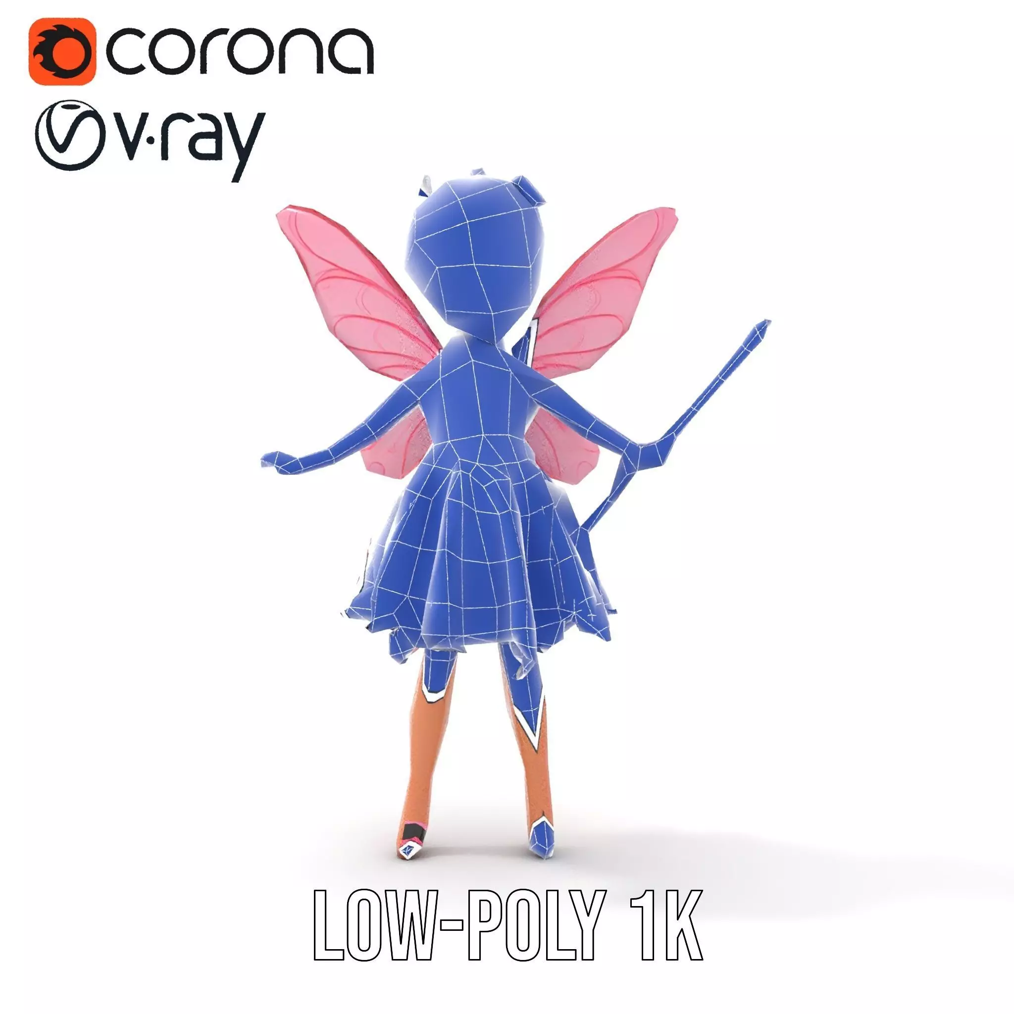 Fairy Princess Rigged and Animated Model Low-poly 3D model_23