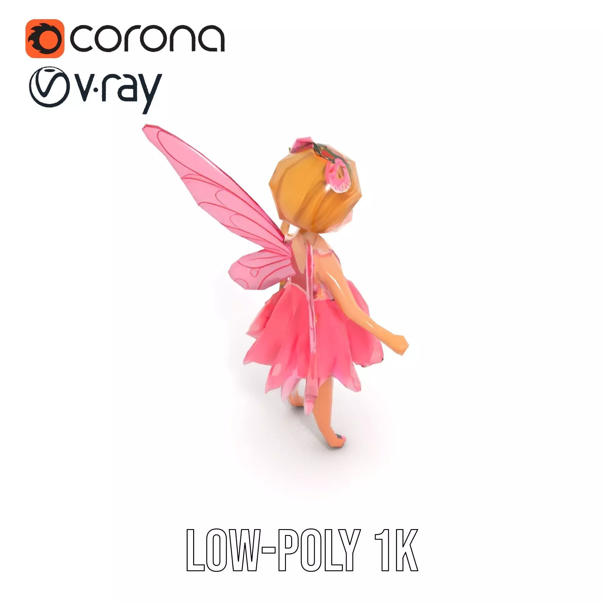 Fairy Princess Rigged and Animated Model Low-poly 3D model_9