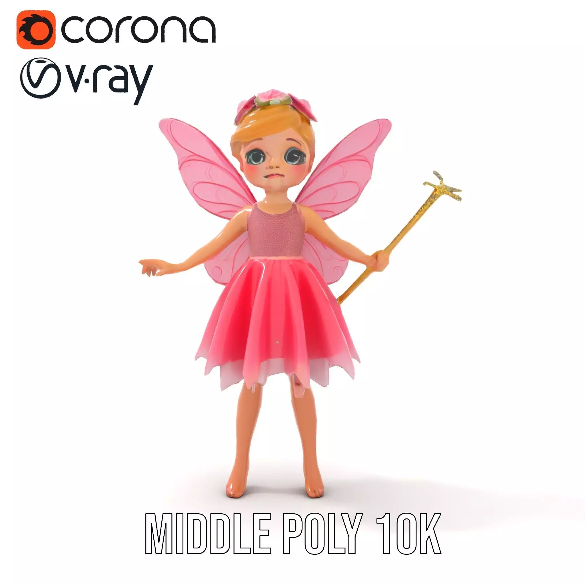 Fairy Princess Rigged and Animated Model Low-poly 3D model_28