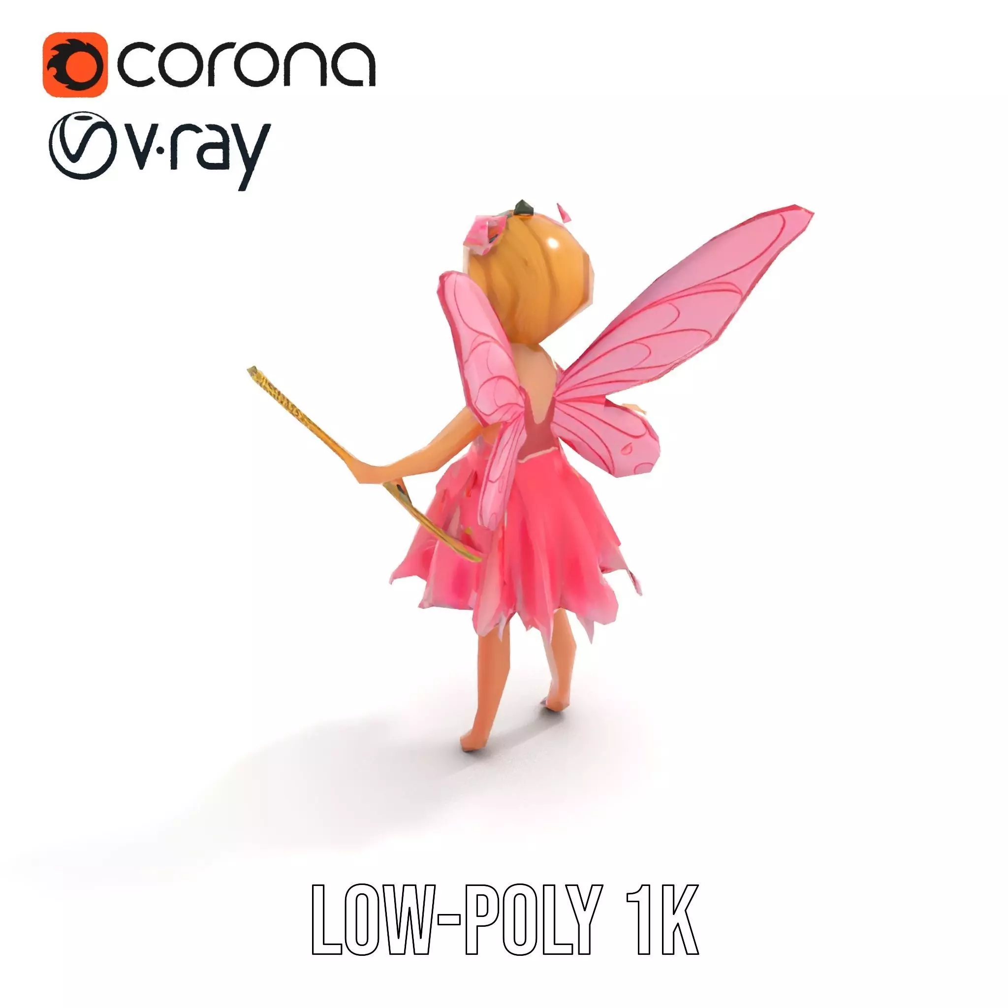 Fairy Princess Rigged and Animated Model Low-poly 3D model_12