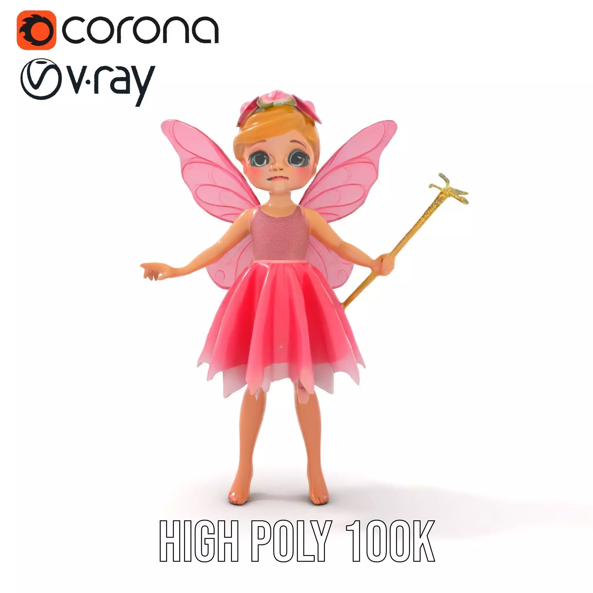 Fairy Princess Rigged and Animated Model Low-poly 3D model_27