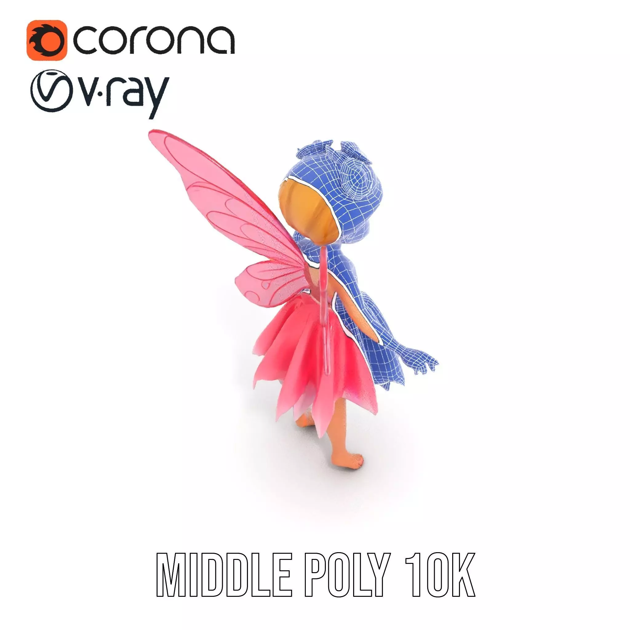 Fairy Princess Rigged and Animated Model Low-poly 3D model_25