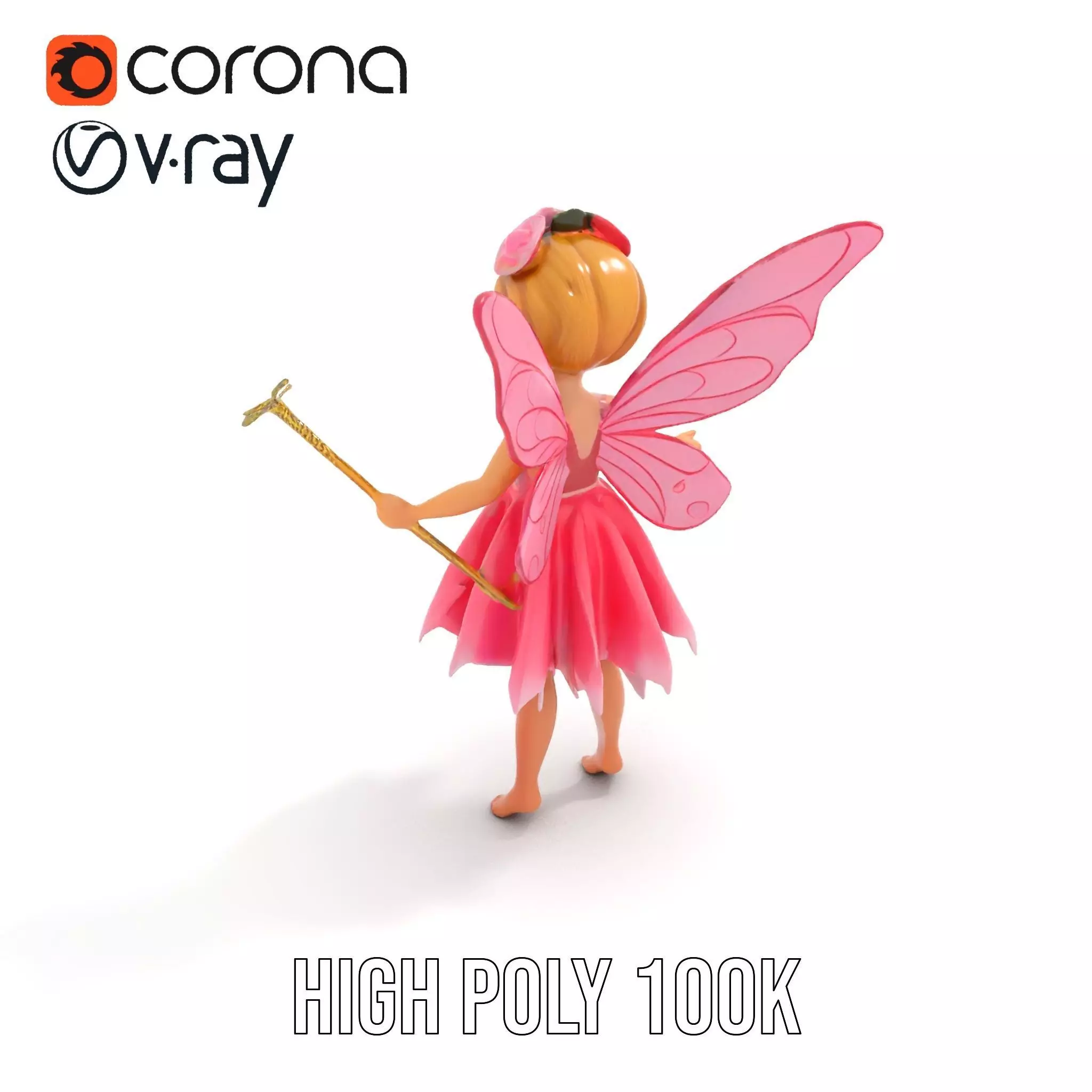 Fairy Princess Rigged and Animated Model Low-poly 3D model_24