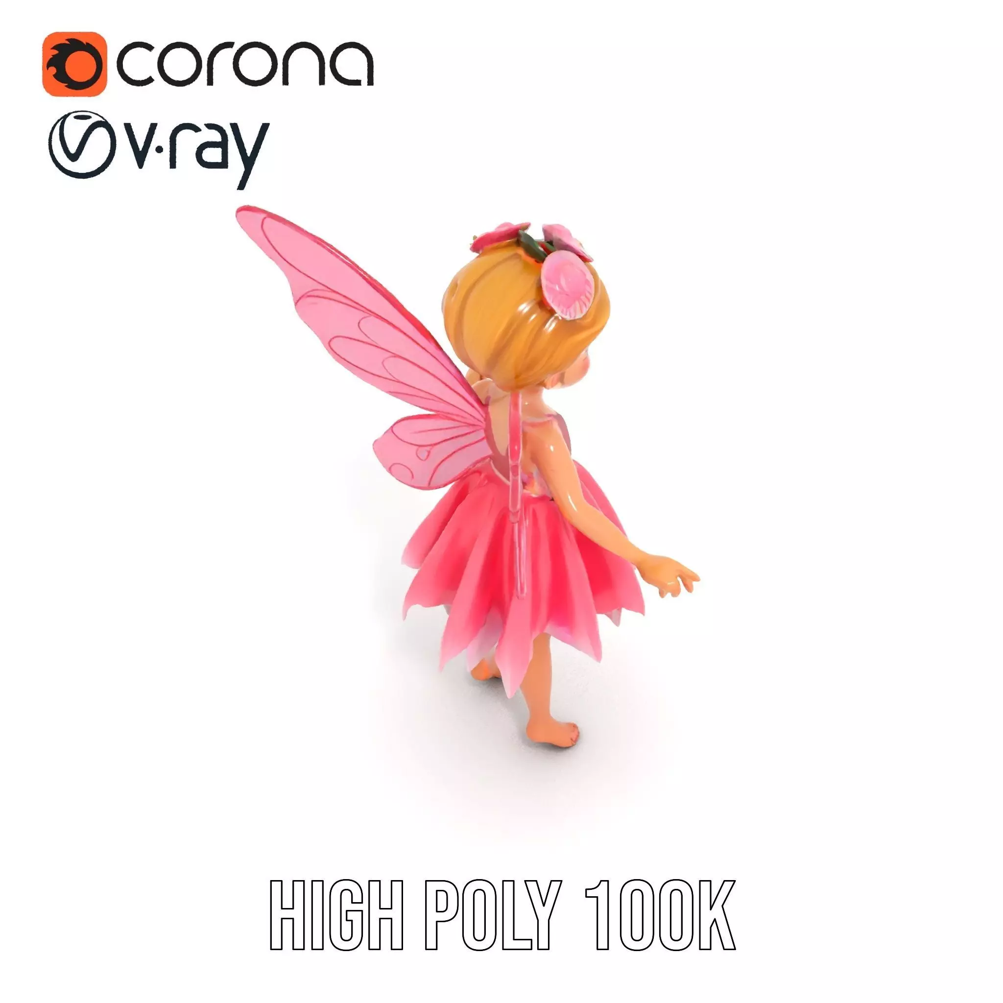 Fairy Princess Rigged and Animated Model Low-poly 3D model_18