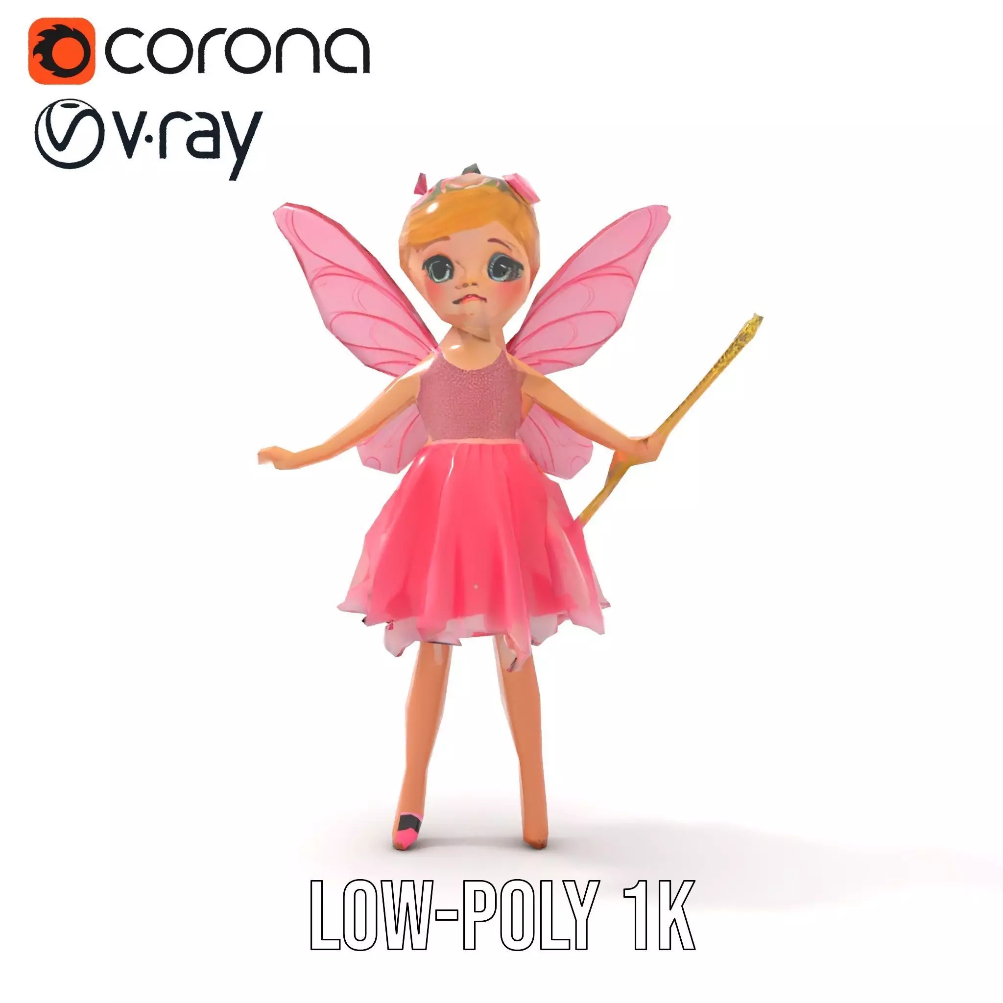 Fairy Princess Rigged and Animated Model Low-poly 3D model_26