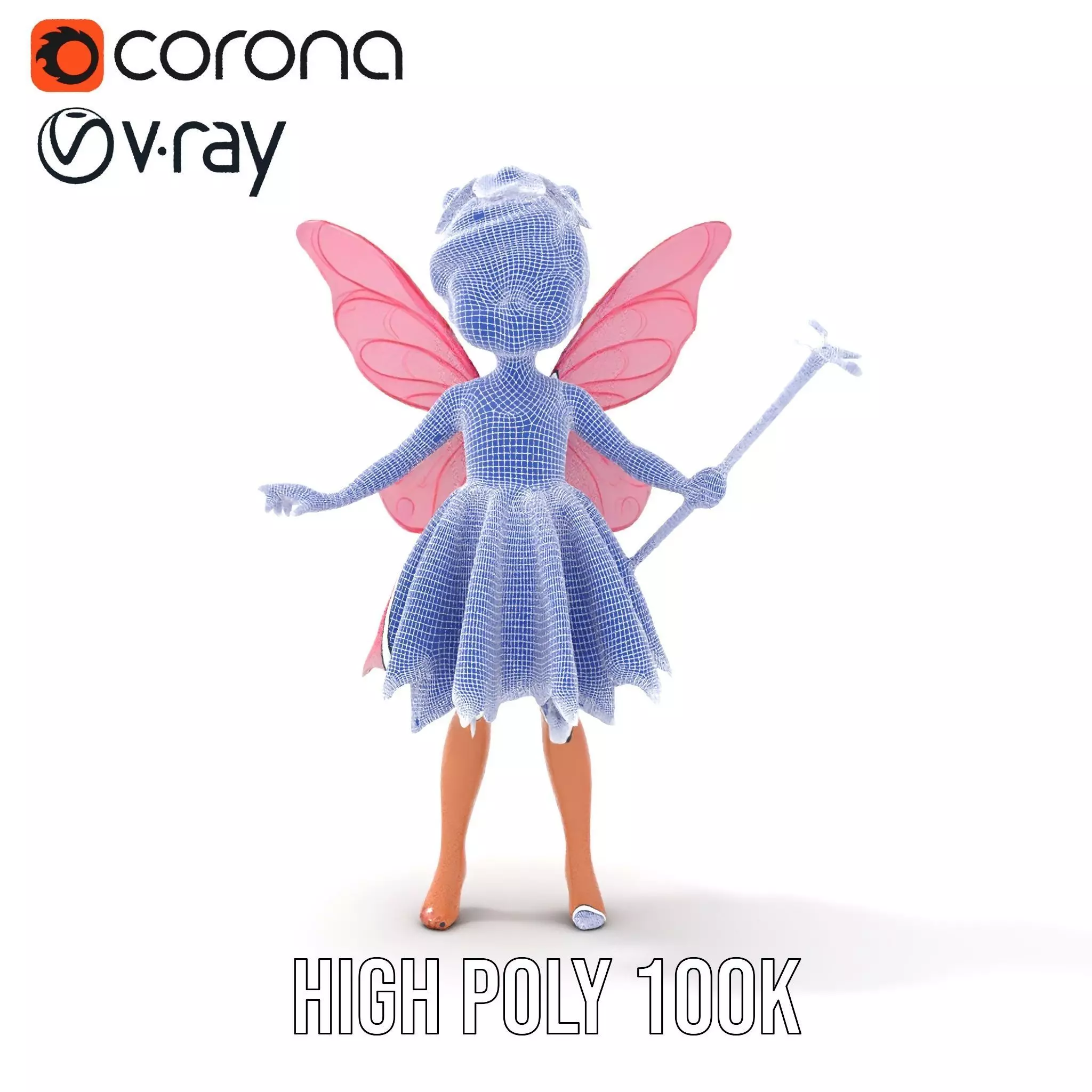 Fairy Princess Rigged and Animated Model Low-poly 3D model_34