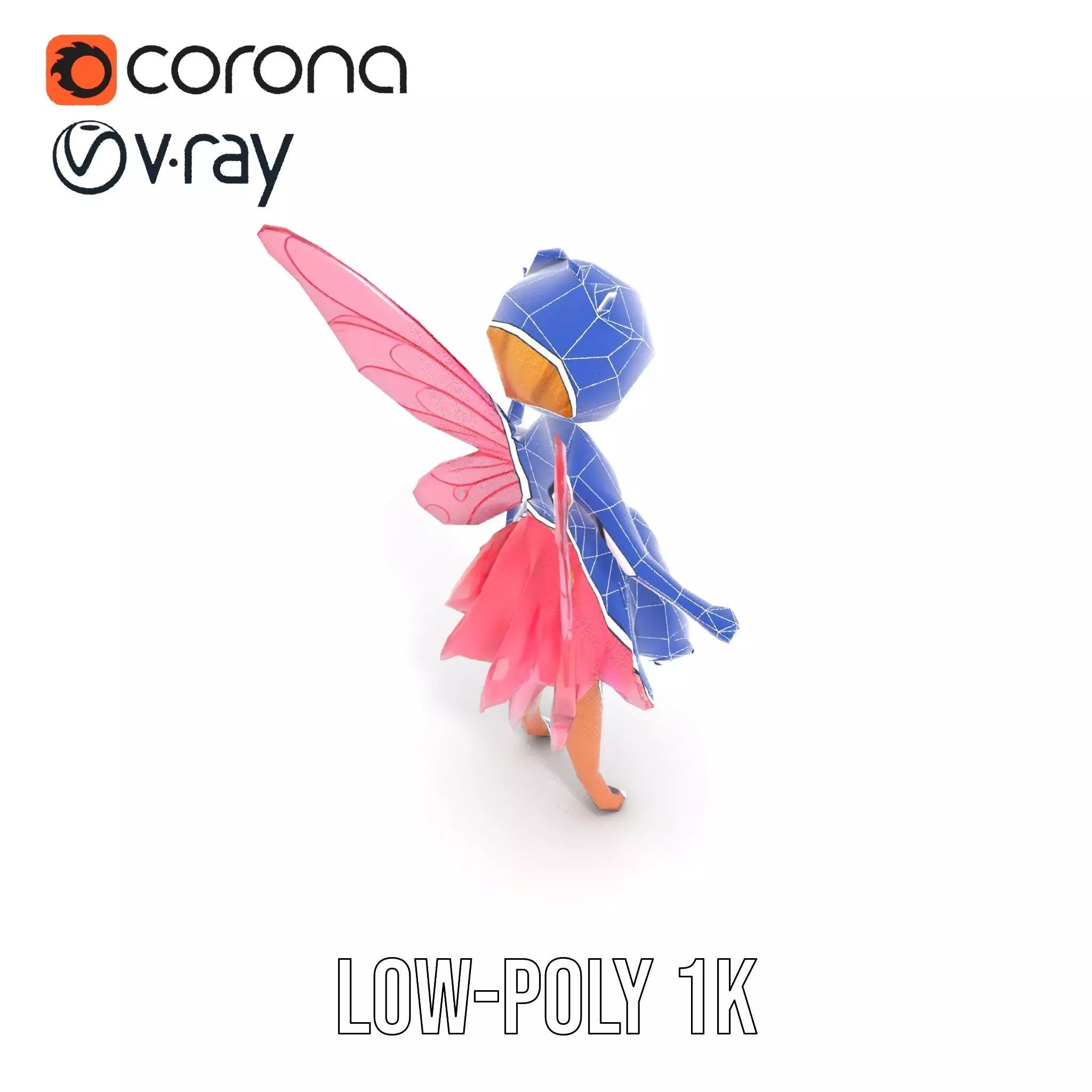 Fairy Princess Rigged and Animated Model Low-poly 3D model_29