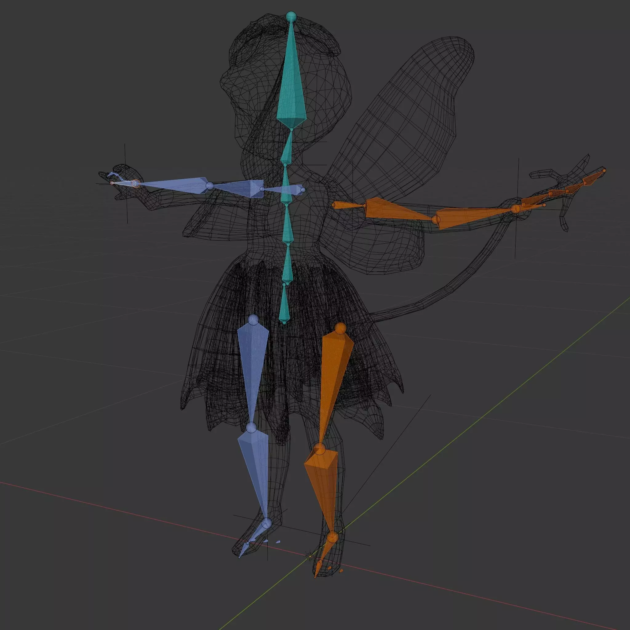 Fairy Princess Rigged and Animated Model Low-poly 3D model_6