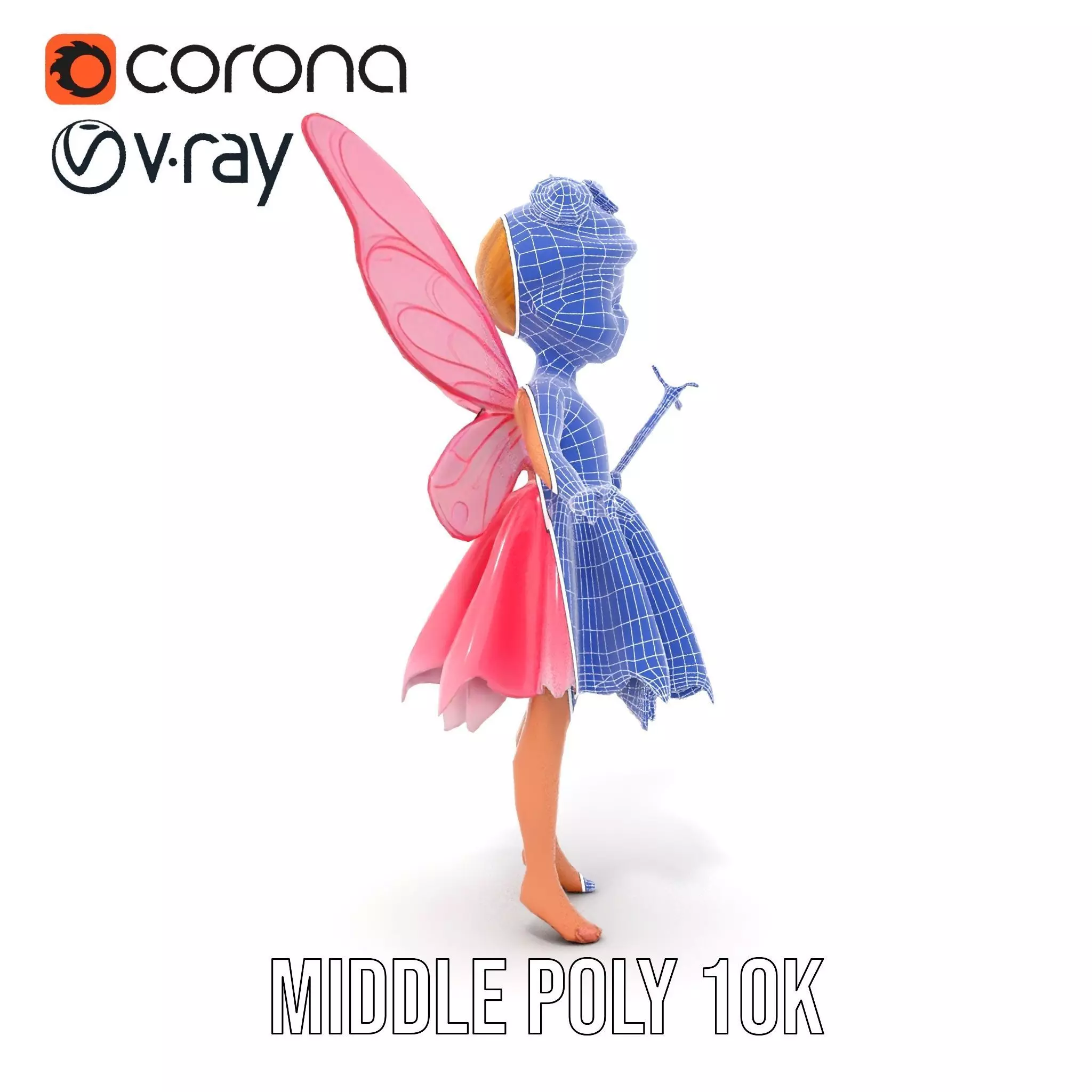 Fairy Princess Rigged and Animated Model Low-poly 3D model_31